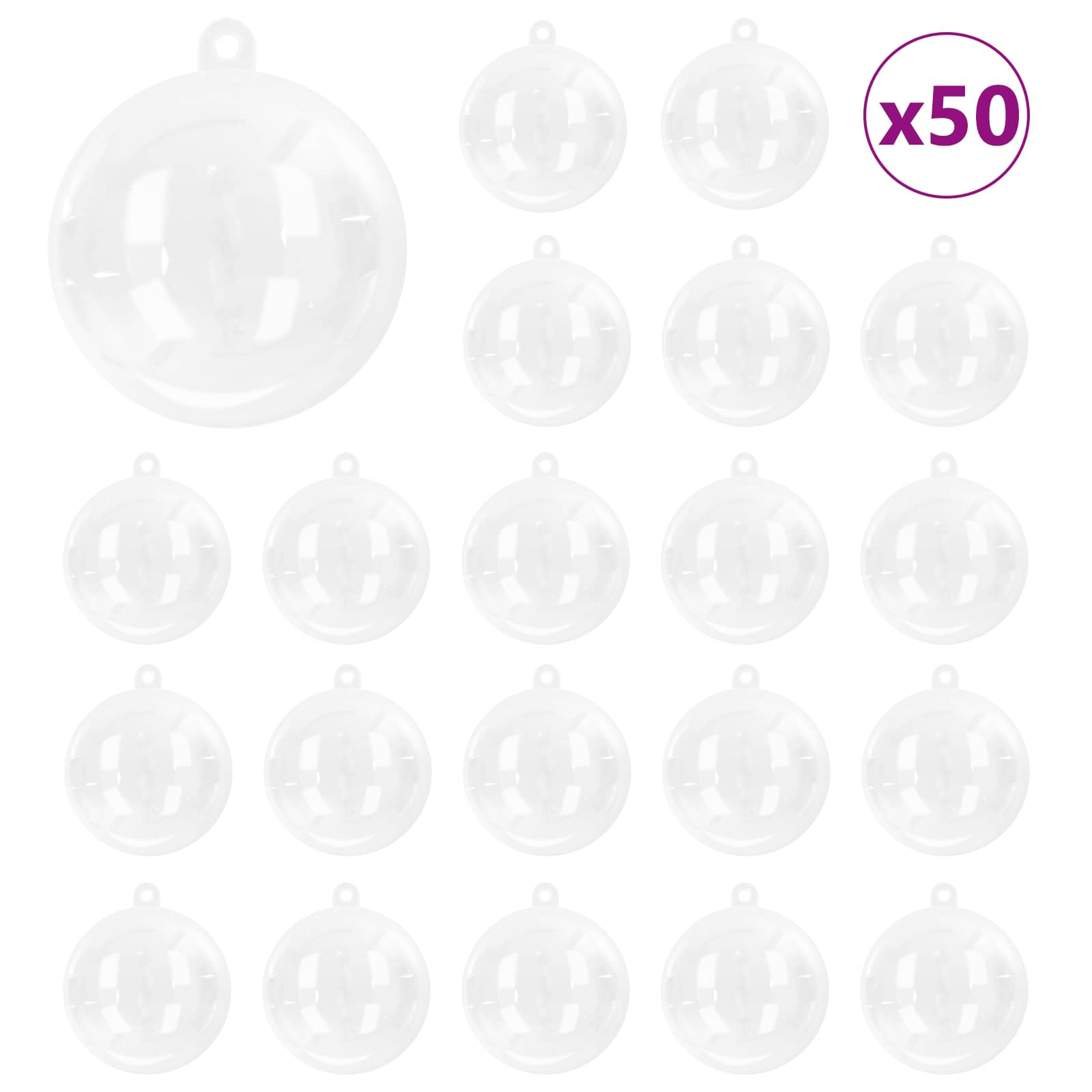 Jõulupallide komplekt 50 tk Läbipaistev Ø 5 cm Plastmass