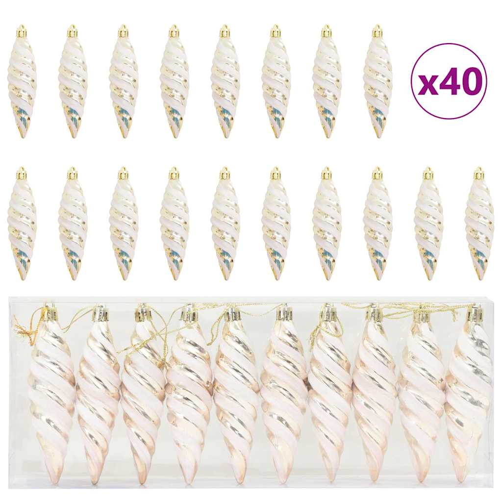 Jõuluspiraali kujuline pall 40 tk šampanjavärvi 3 x 11 cm