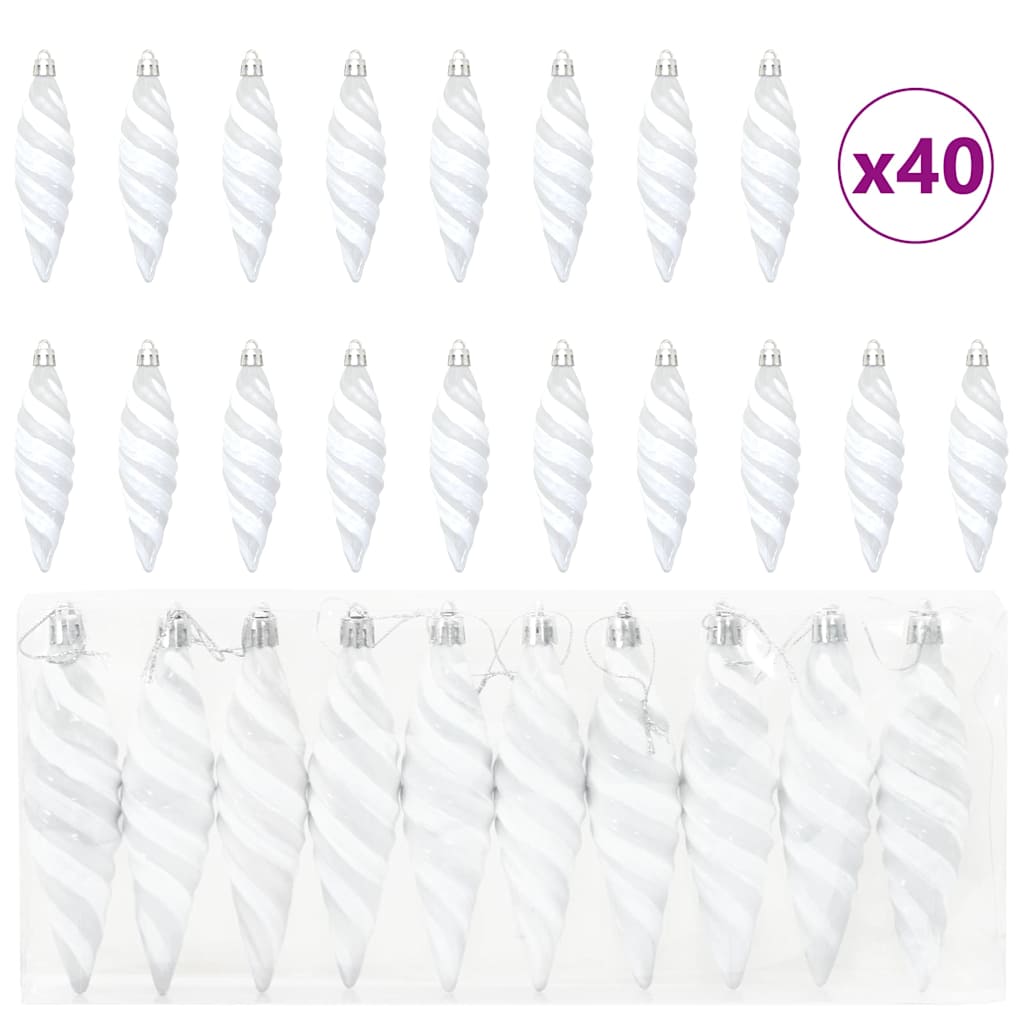 Jõuluspiraali kujuline pall 40 tk Valge 3 x 11 cm Plastmass