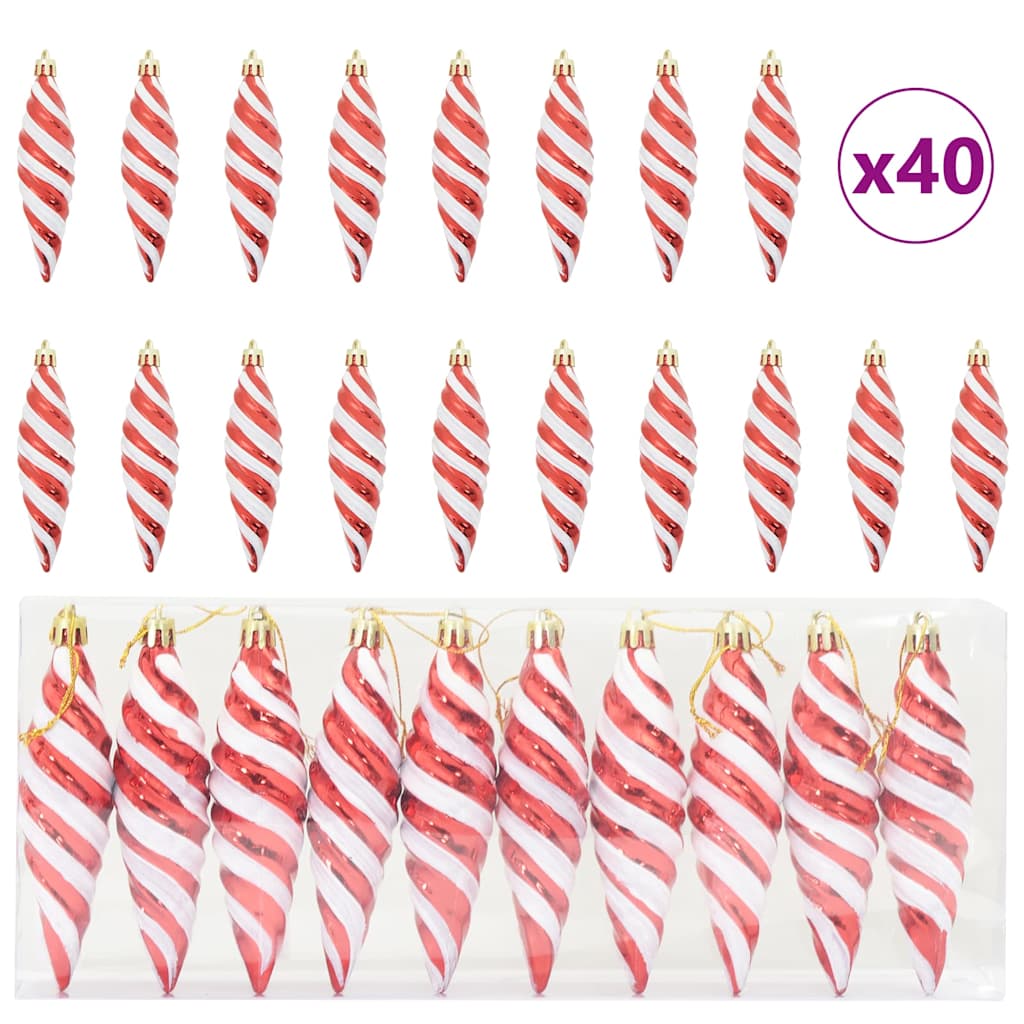 Jõuluspiraali kujuline pall 40 tk Punane 3 x 11 cm Plastmass