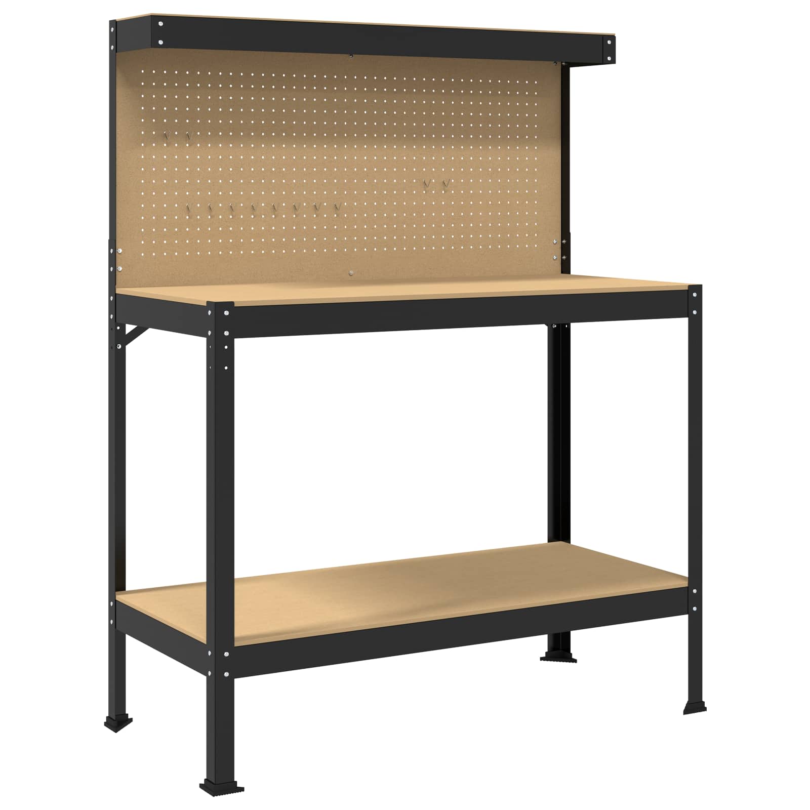 Tööpink Must 114 x 54 x 145 cm Töödeldud puit ja metall