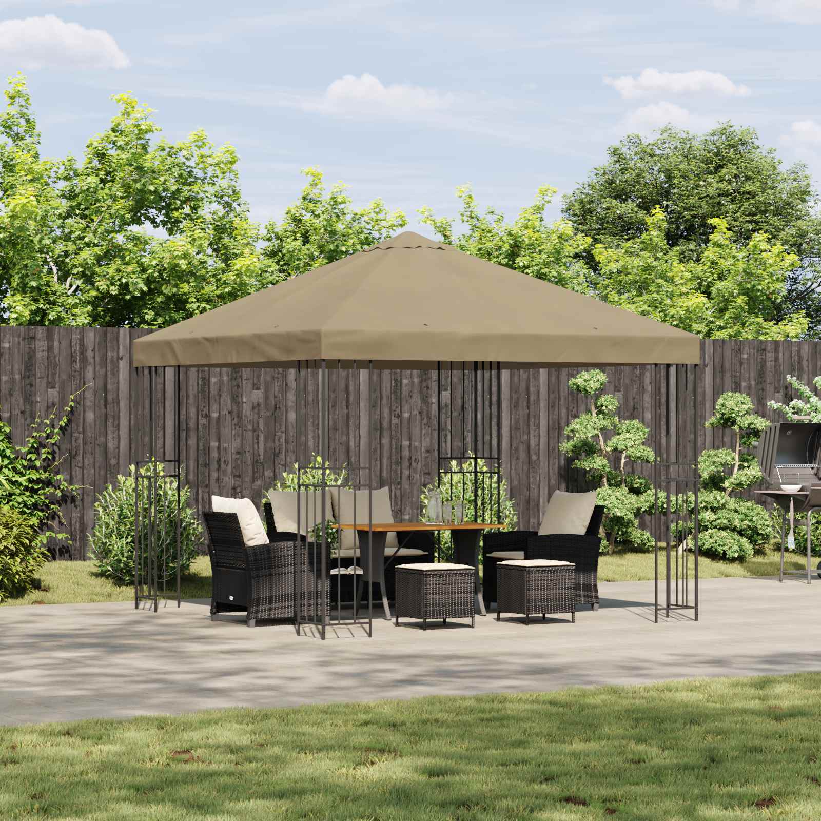 Paviljon 3 x 3 m Beež Polüester ja teras 190 gsm