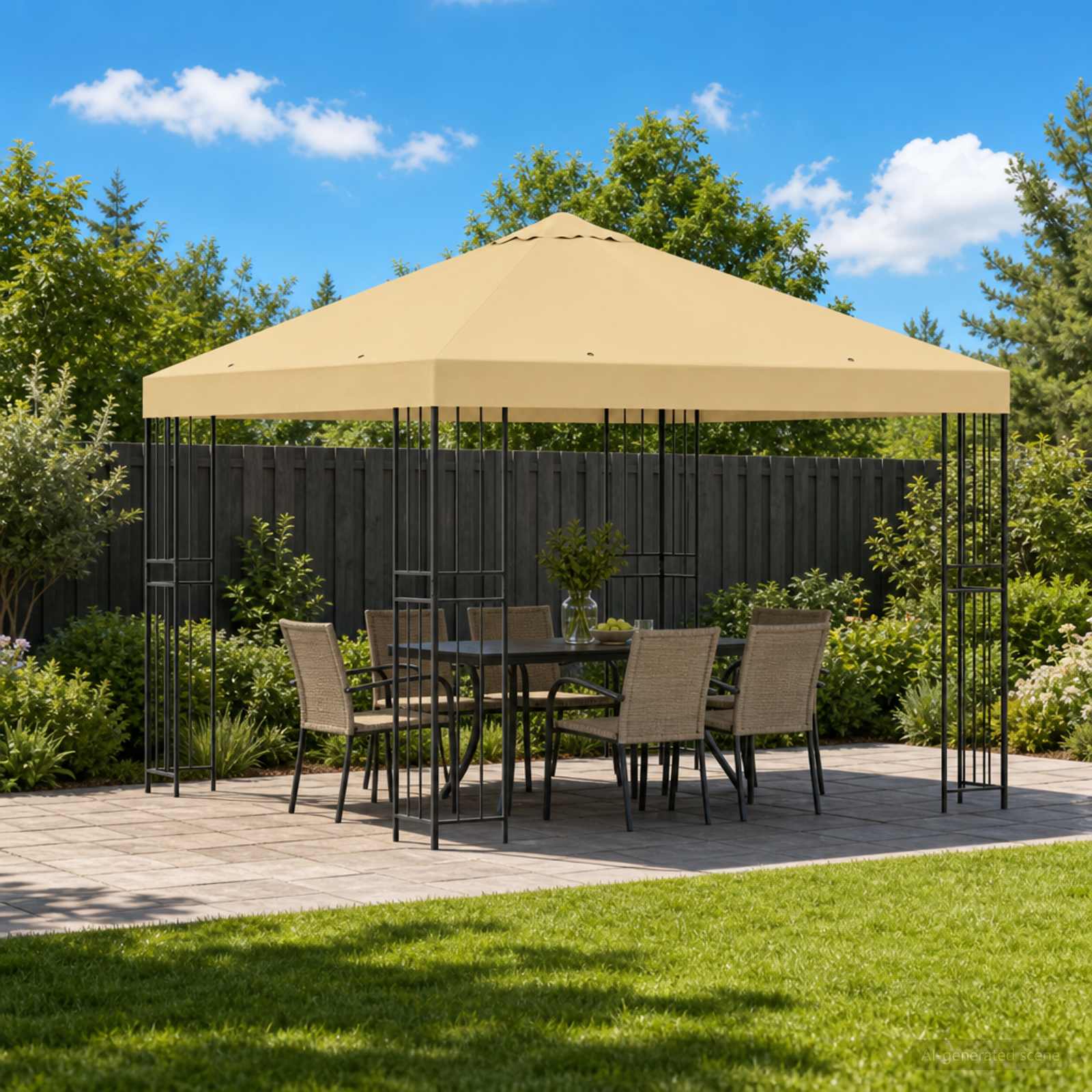 Paviljon 3 x 3 m Kreemjas Polüester ja teras 190 gsm