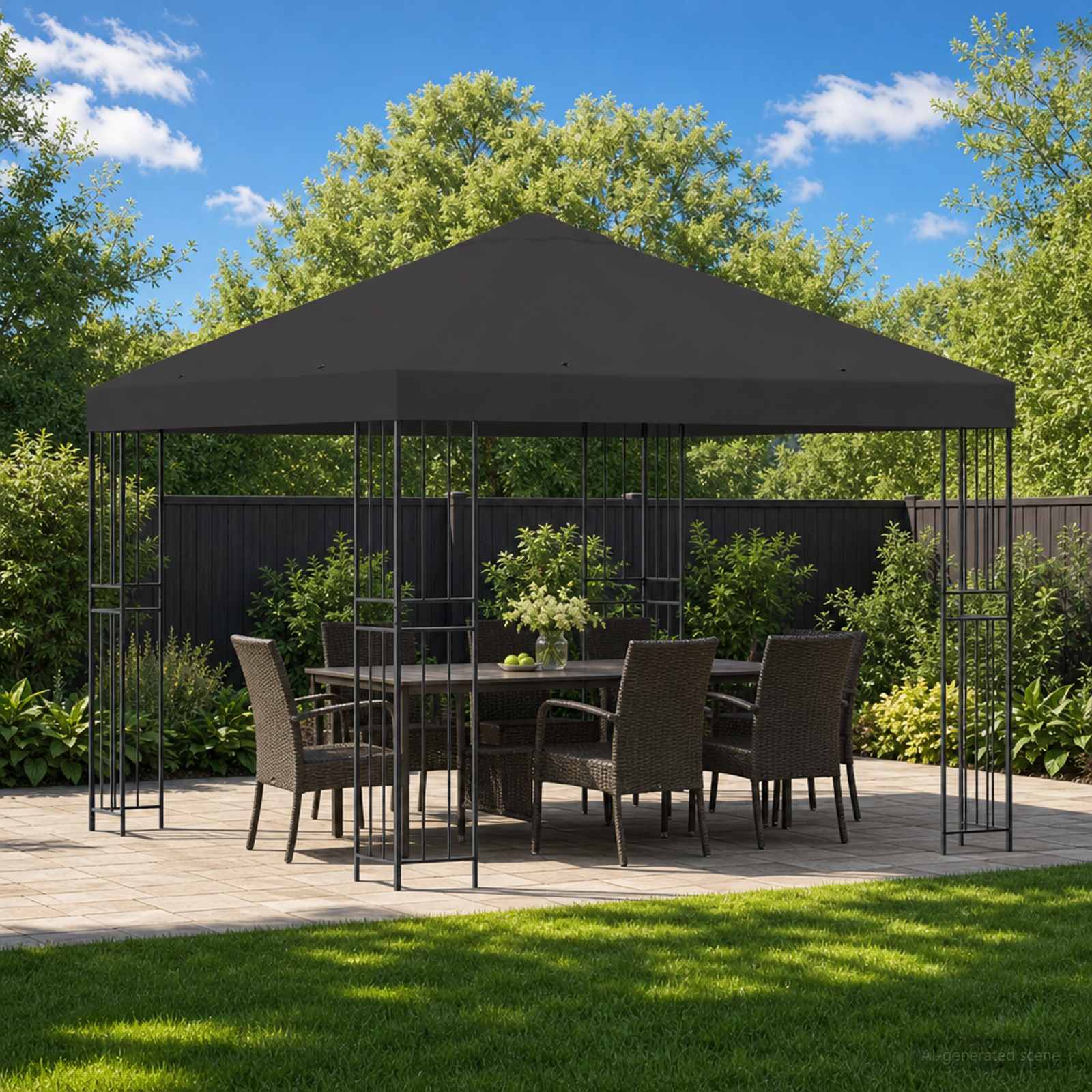 Paviljon 3 x 3 m Antratsiit Polüester ja teras 190 gsm