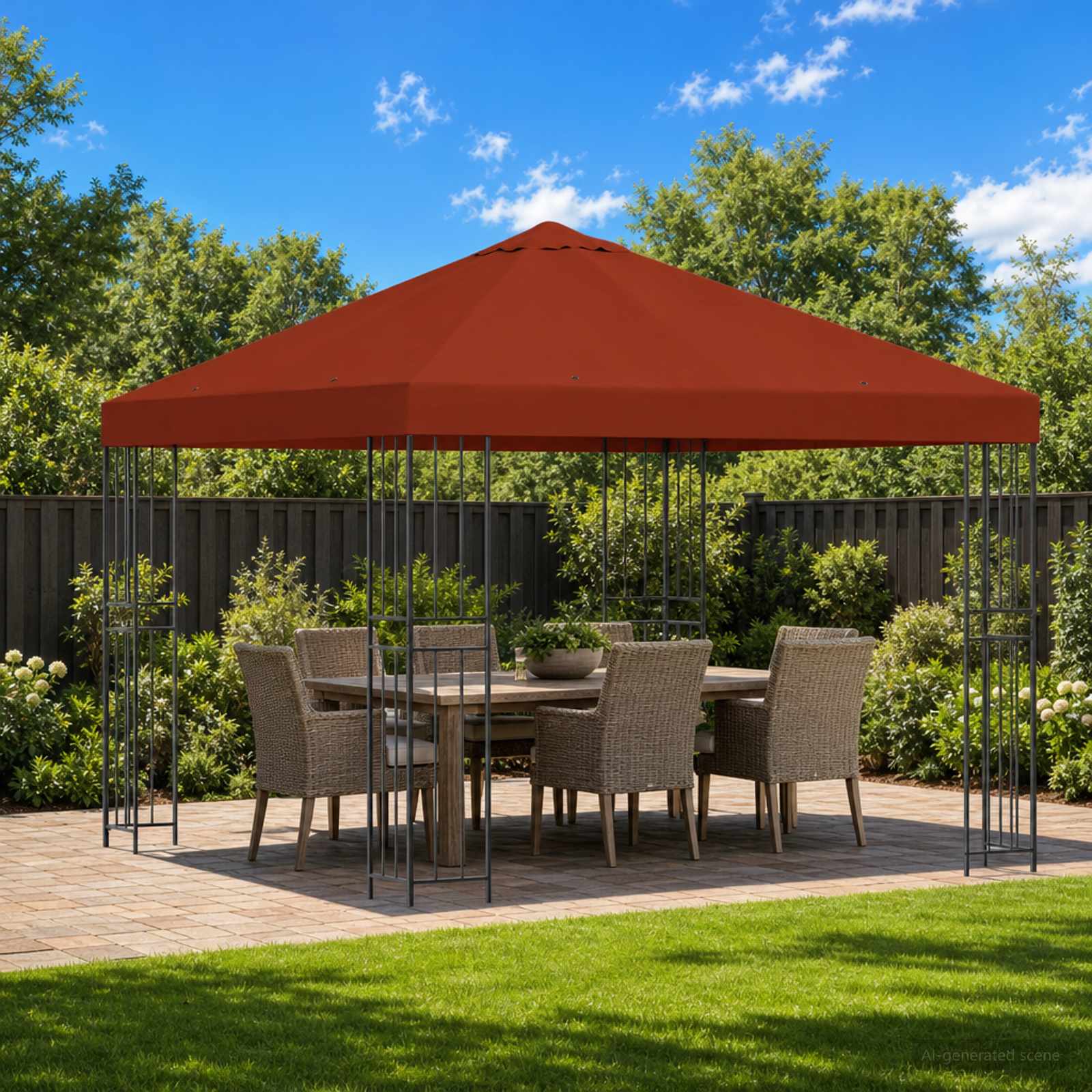 Paviljon 3 x 3 m Terrakota Polüester ja teras 190 gsm