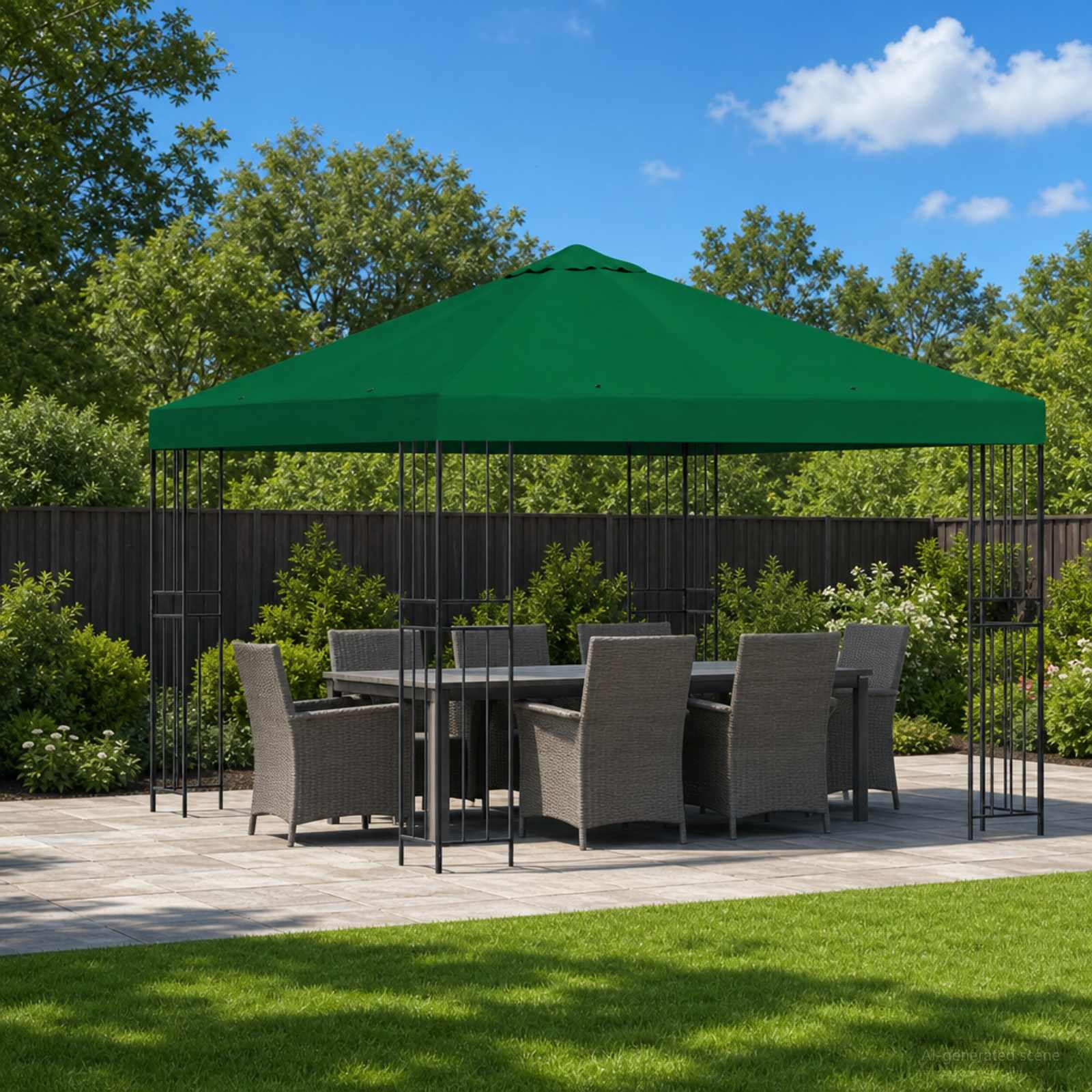 Paviljon 3 x 3 m Roheline Polüester ja teras 190 gsm