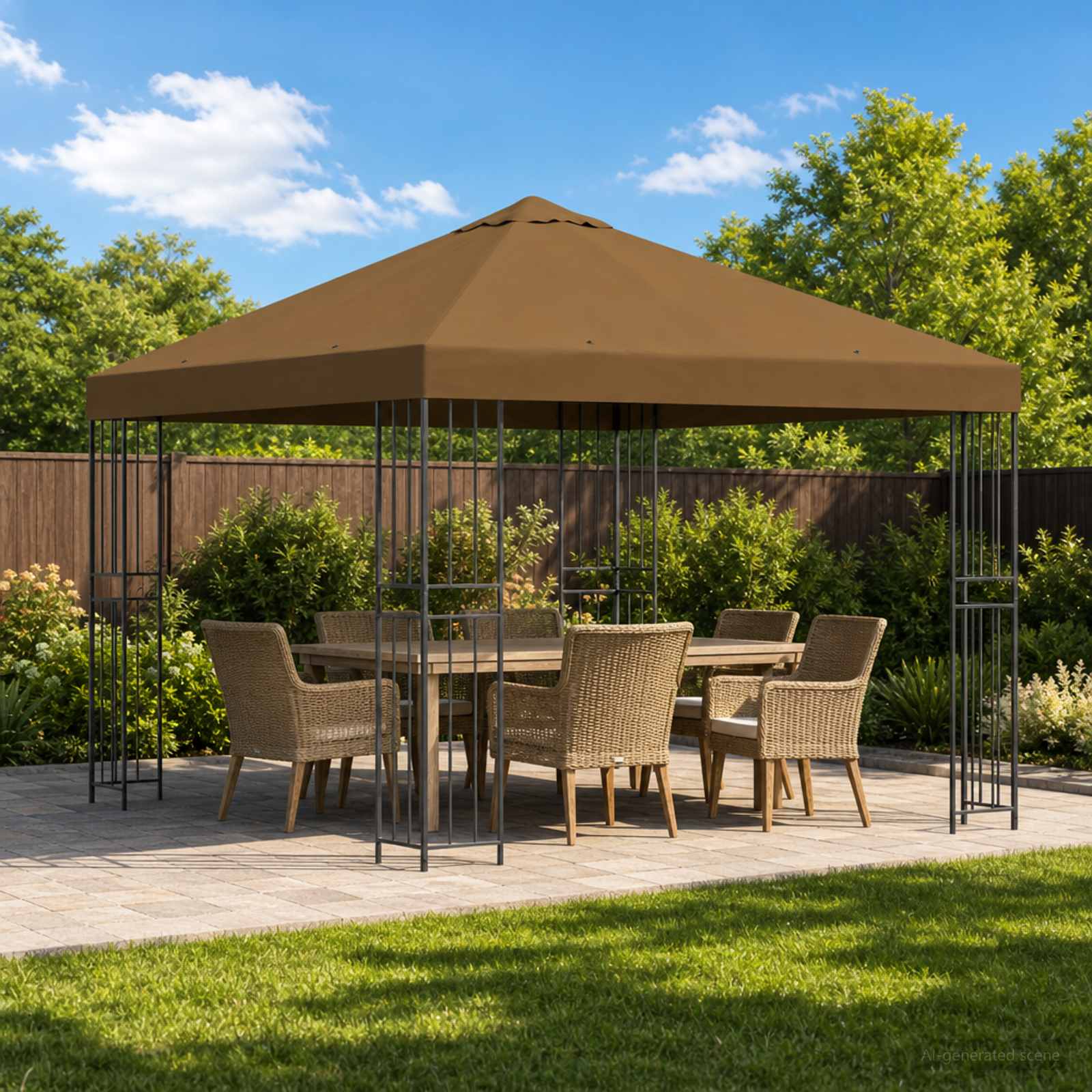 Paviljon 3 x 3 m Pruunikashall Polüester ja teras 190 gsm