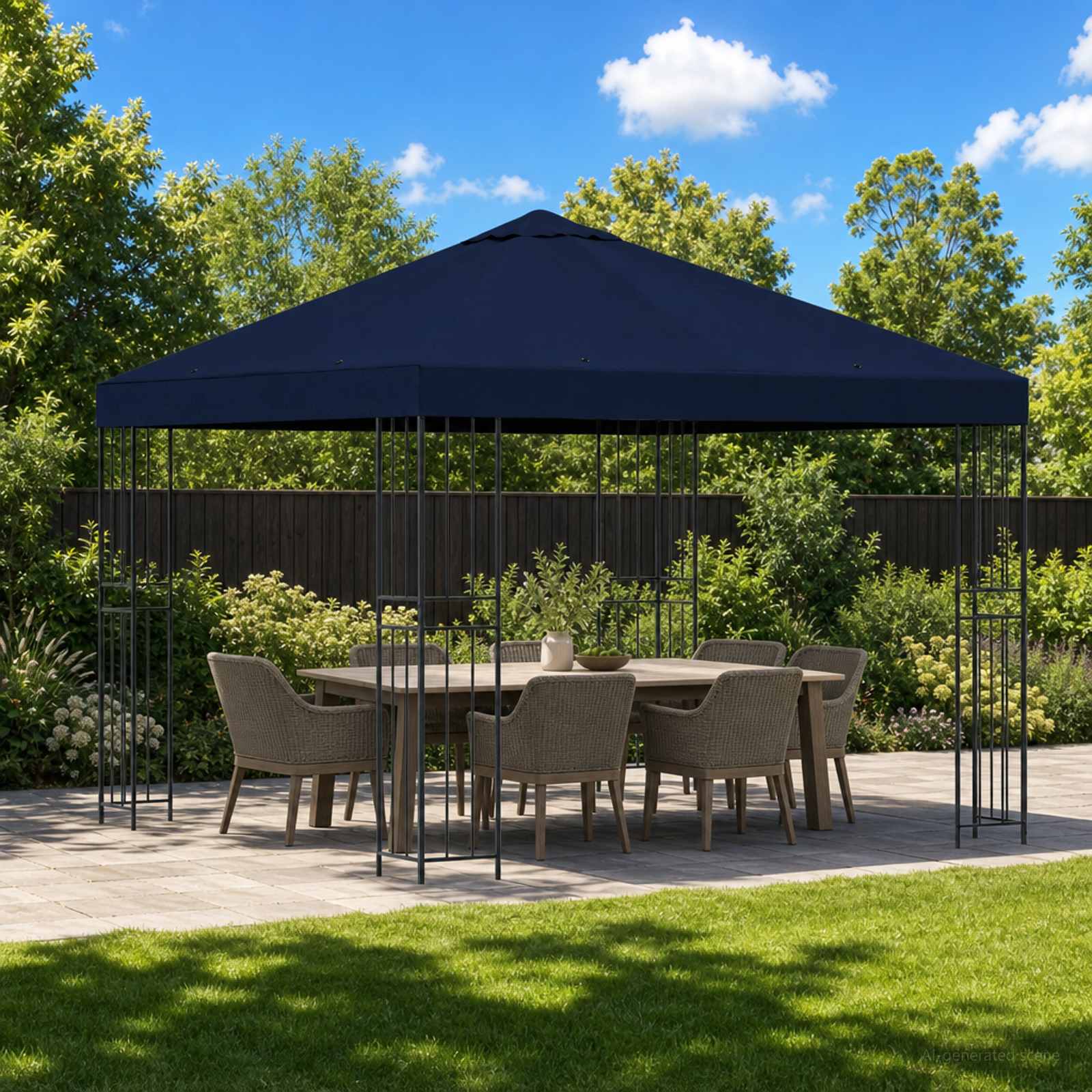 Paviljon 3 x 3 m Sinine Polüester ja teras 190 gsm