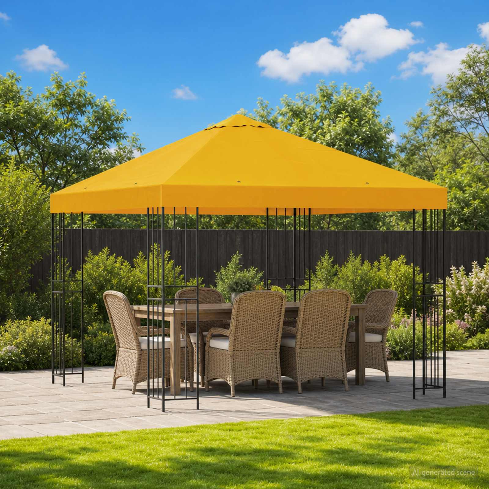 Paviljon 3 x 3 m Kollane Polüester ja teras 190 gsm