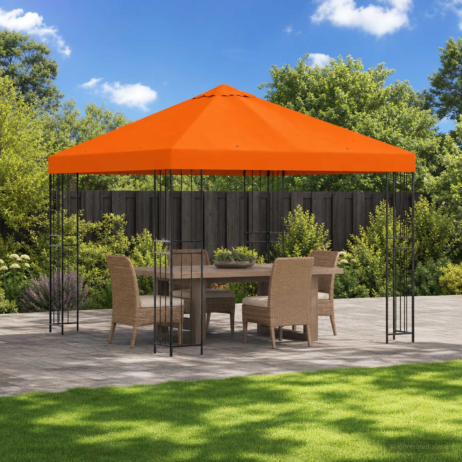 Paviljon 3 x 3 m Oranž Polüester ja teras 190 gsm