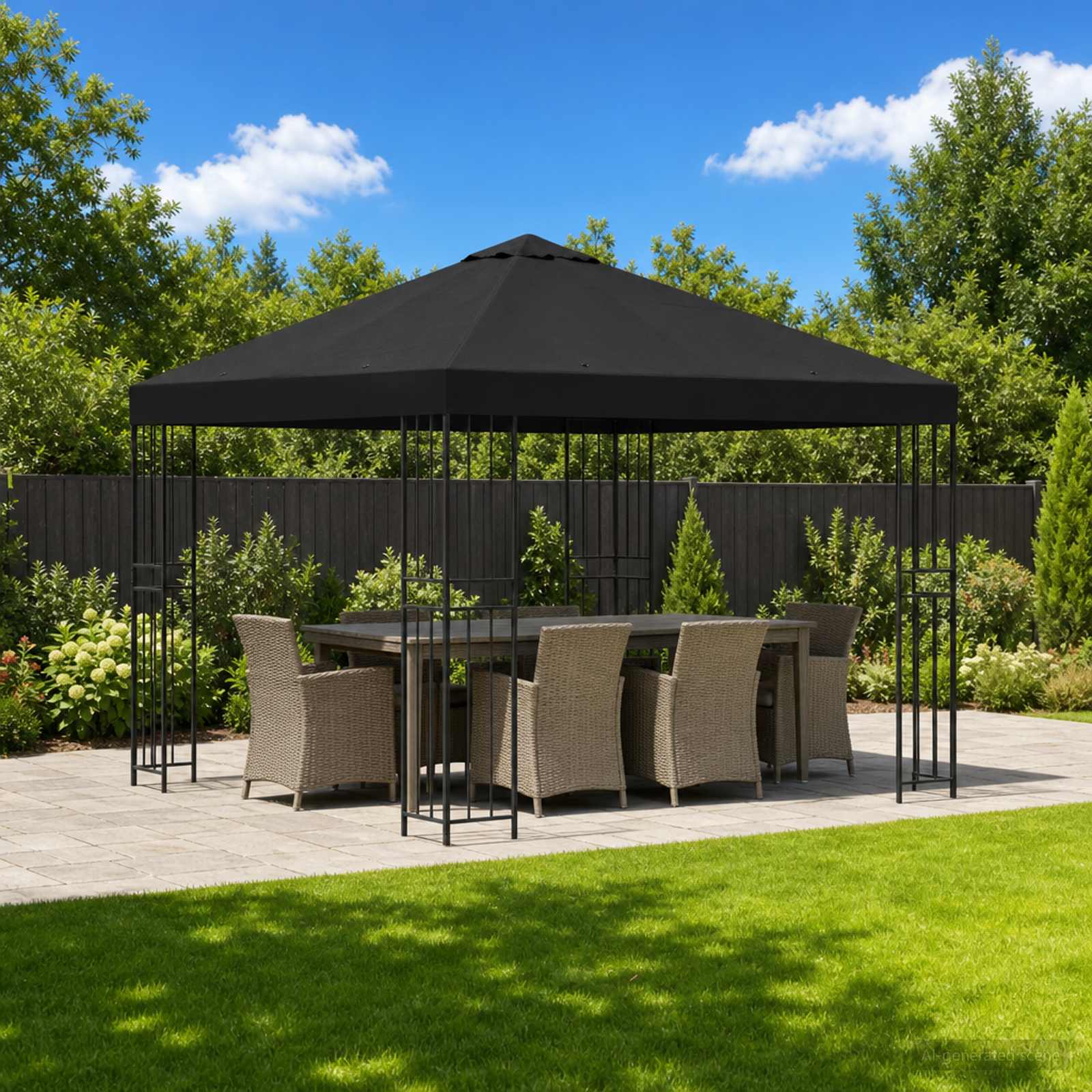 Paviljon 3 x 3 m Must Polüester ja teras 190 gsm