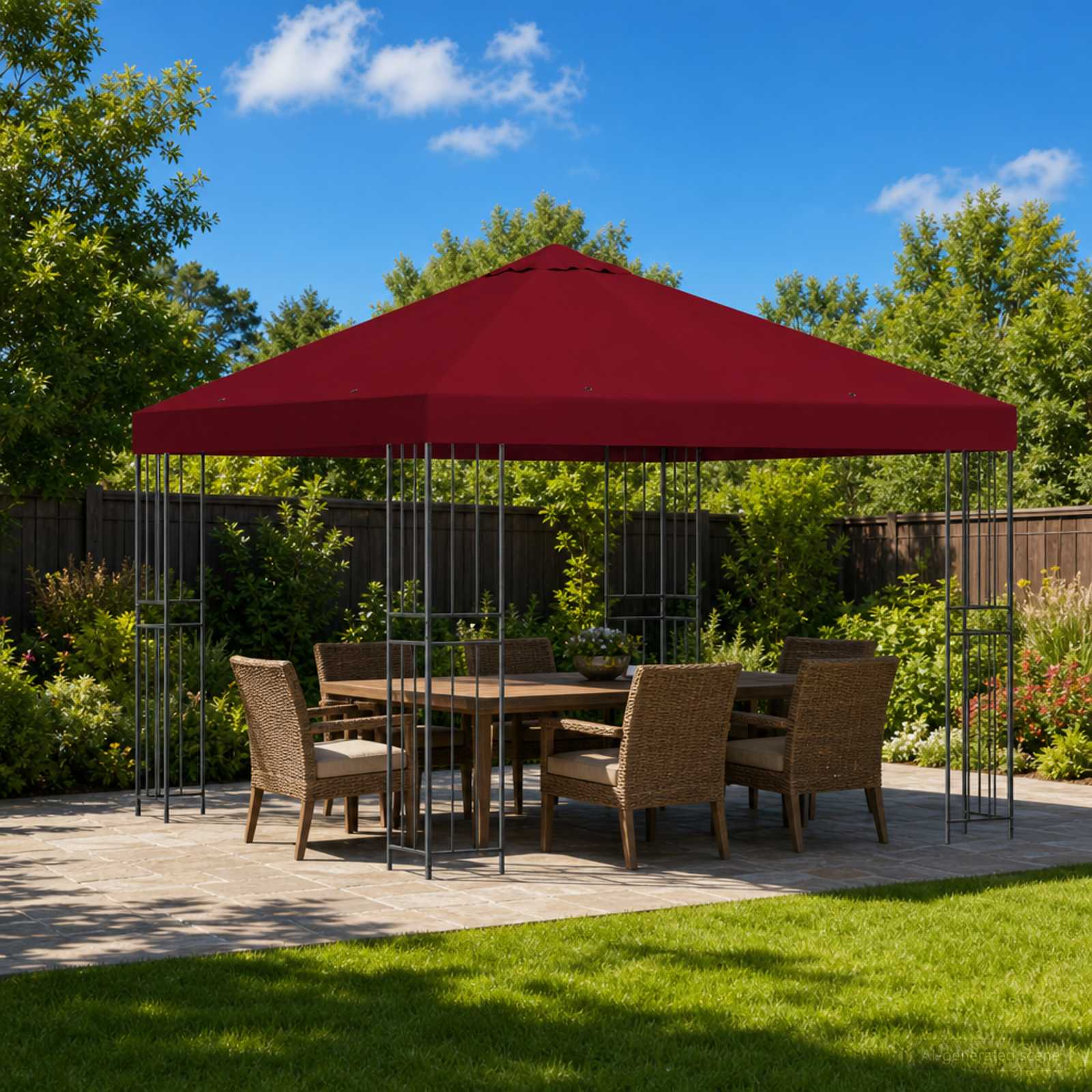 Paviljon 3 x 3 m Veinipunane Polüester ja teras 190 gsm