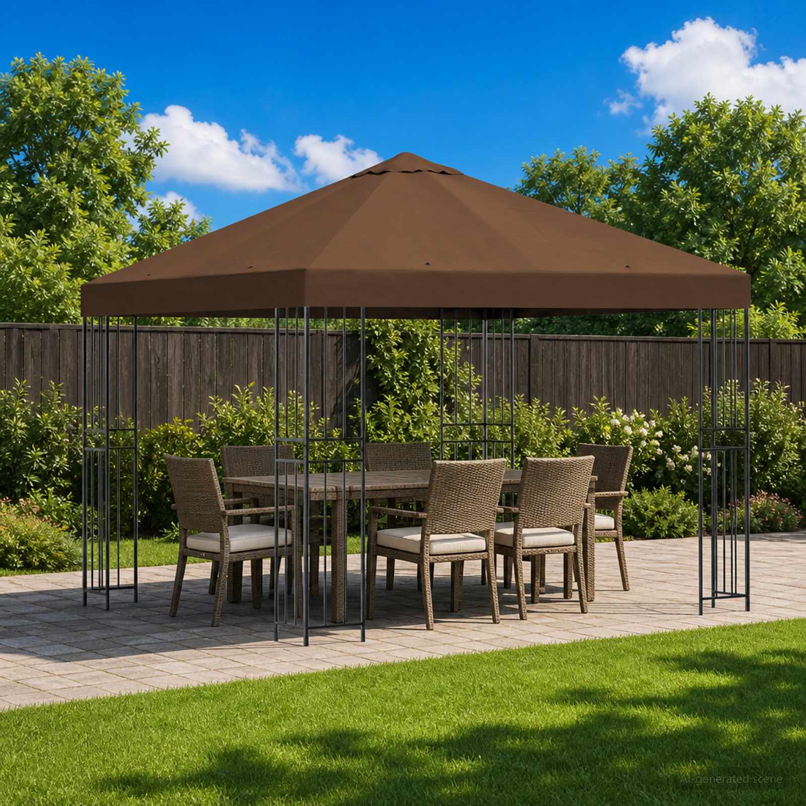 Paviljon 3 x 3 m Pruun Polüester ja teras 190 gsm