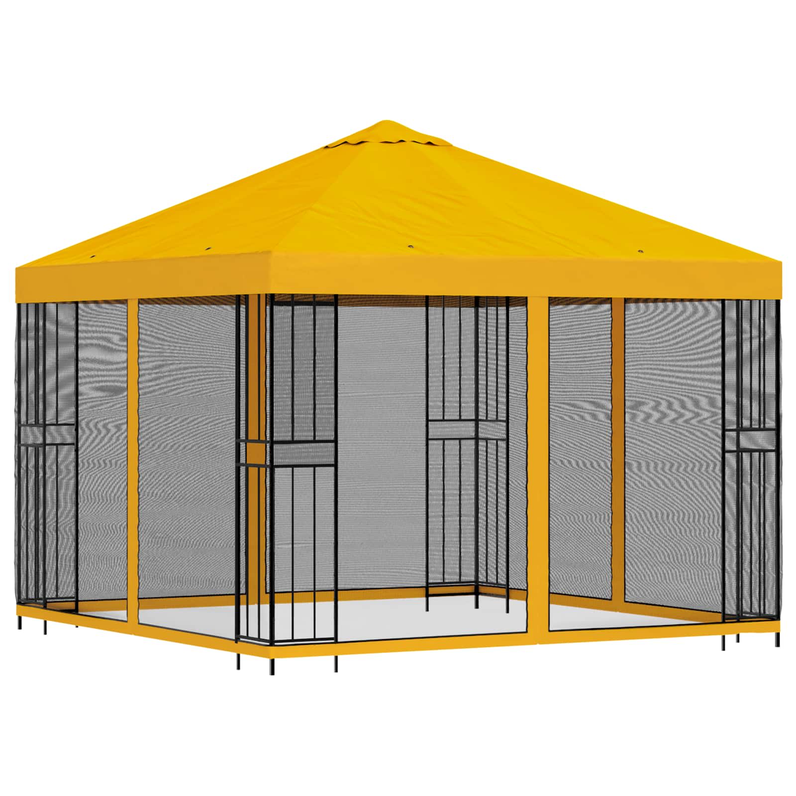 Aia telk külgseintega 3 x 3 m Kollane Polüester ja teras