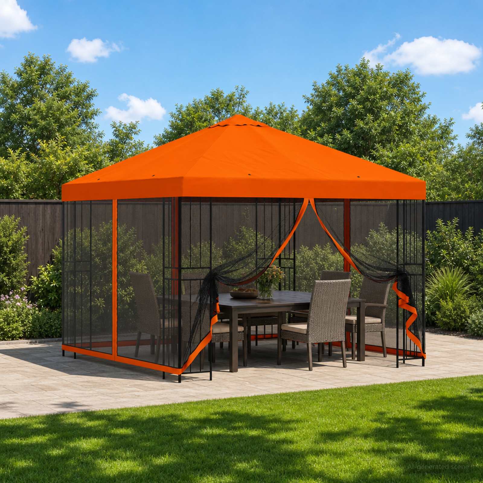 Aia telk külgseintega 3 x 3 m Oranž Polüester ja teras 190 gsm