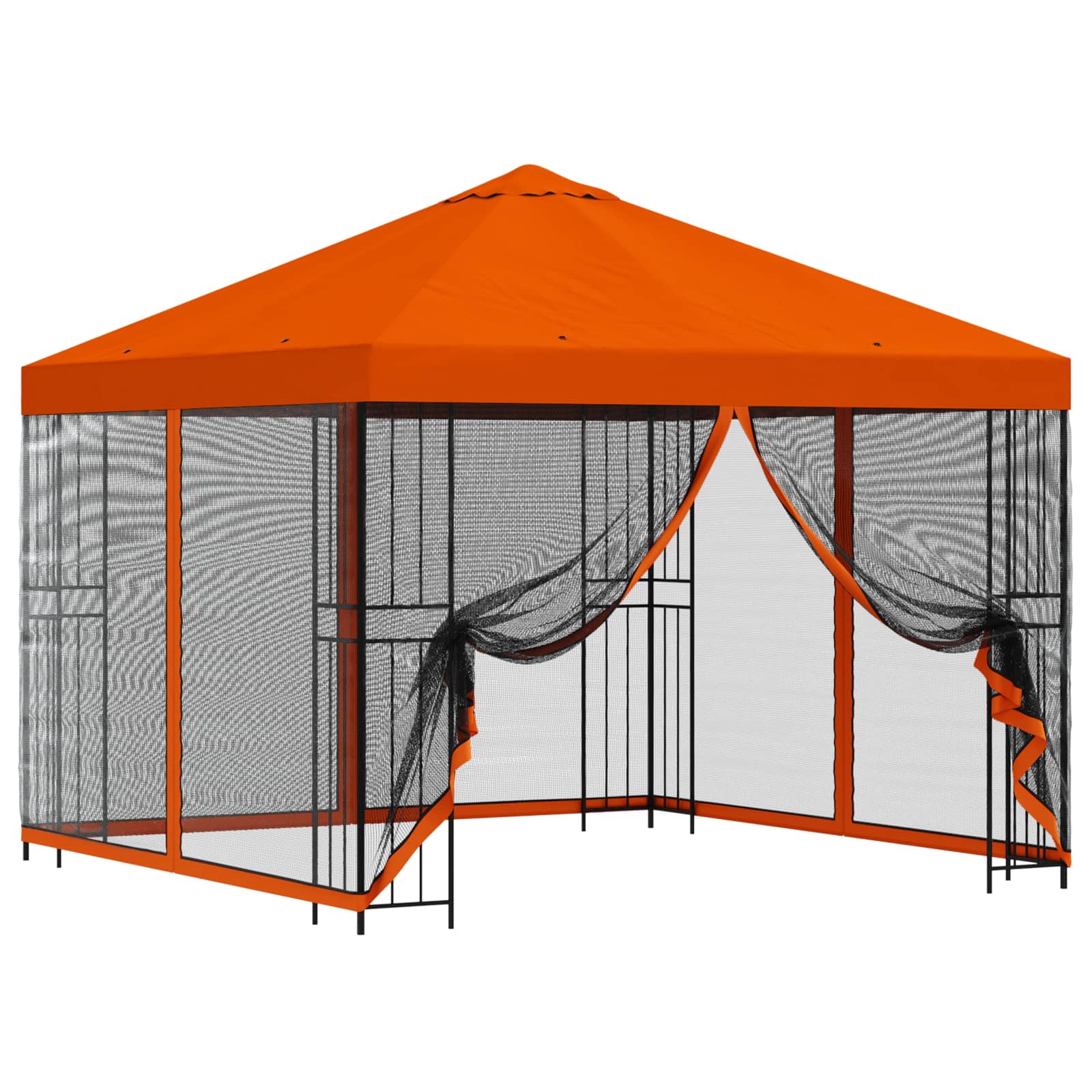 Aia telk külgseintega 3 x 3 m Oranž Polüester ja teras 190 gsm