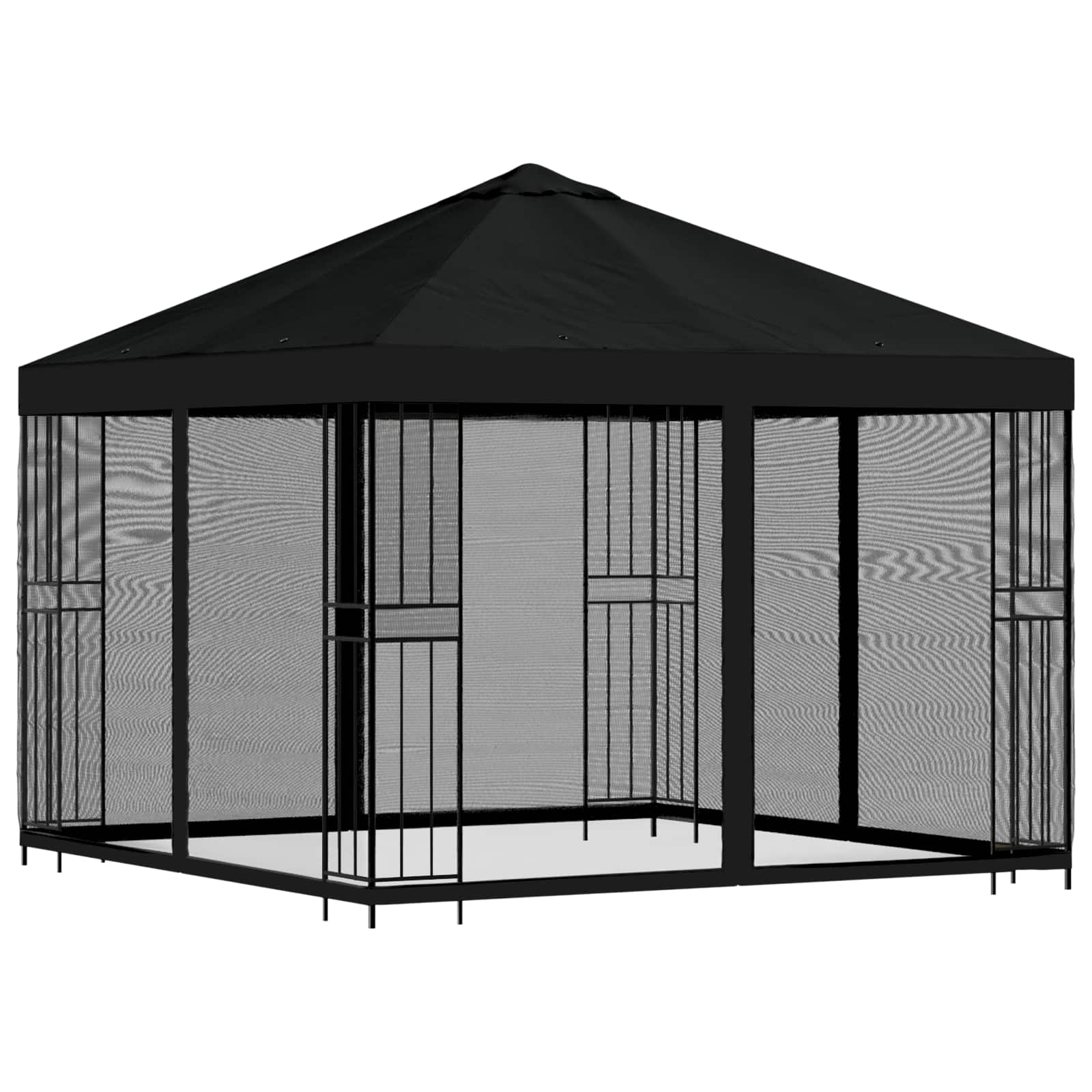 Aia telk külgseintega 3 x 3 m Must Polüester ja teras 190 gsm