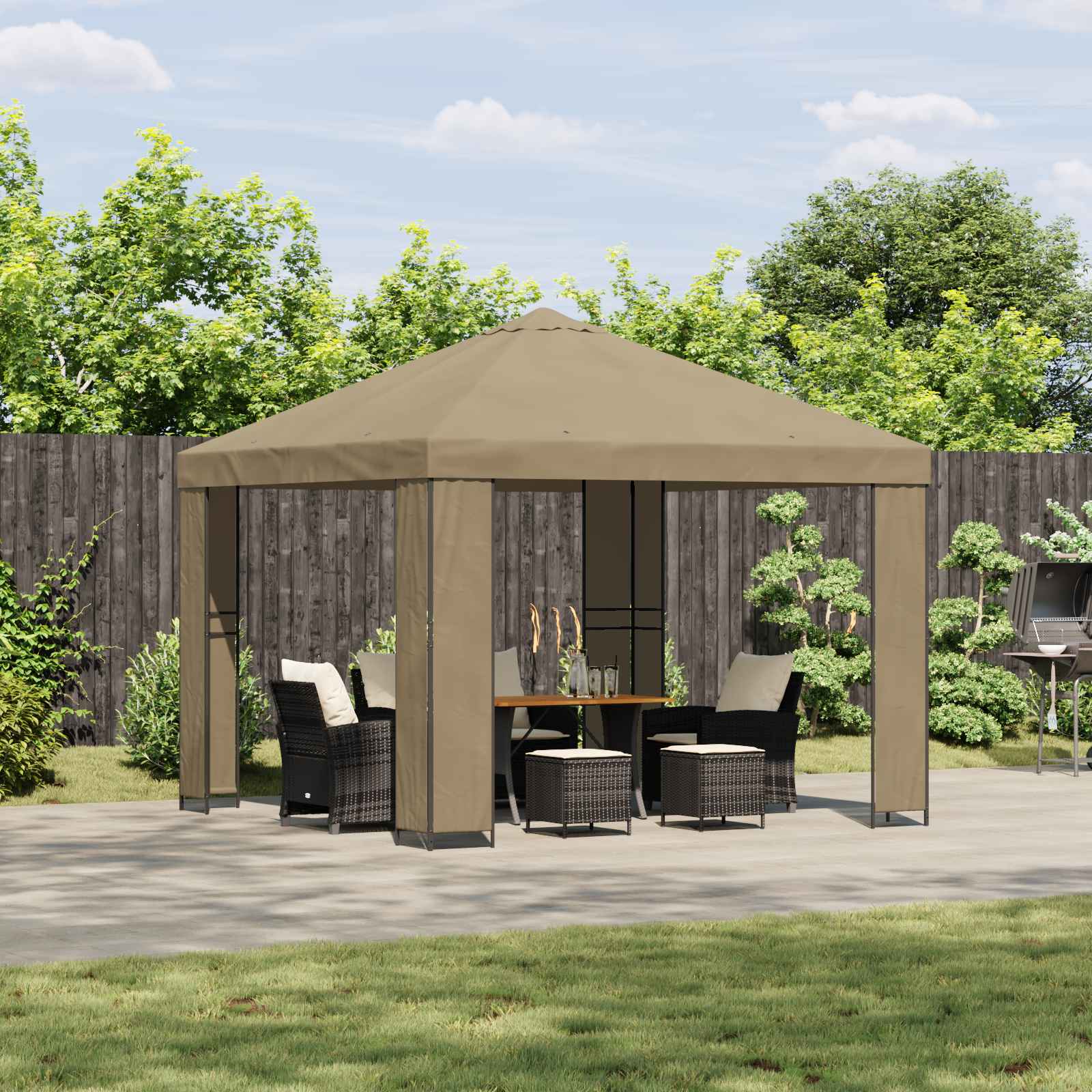 Paviljon 3 x 3 m Beež Polüester ja teras 190 gsm
