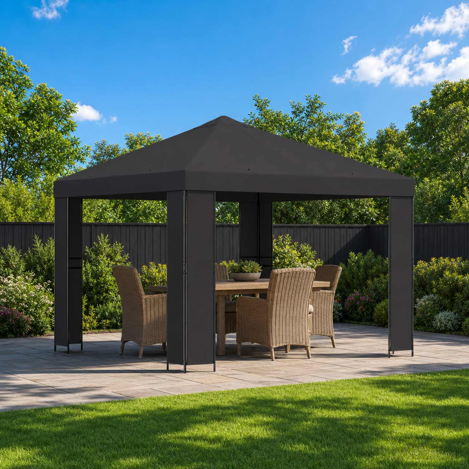 Paviljon 3 x 3 m Antratsiit Polüester ja teras 190 gsm