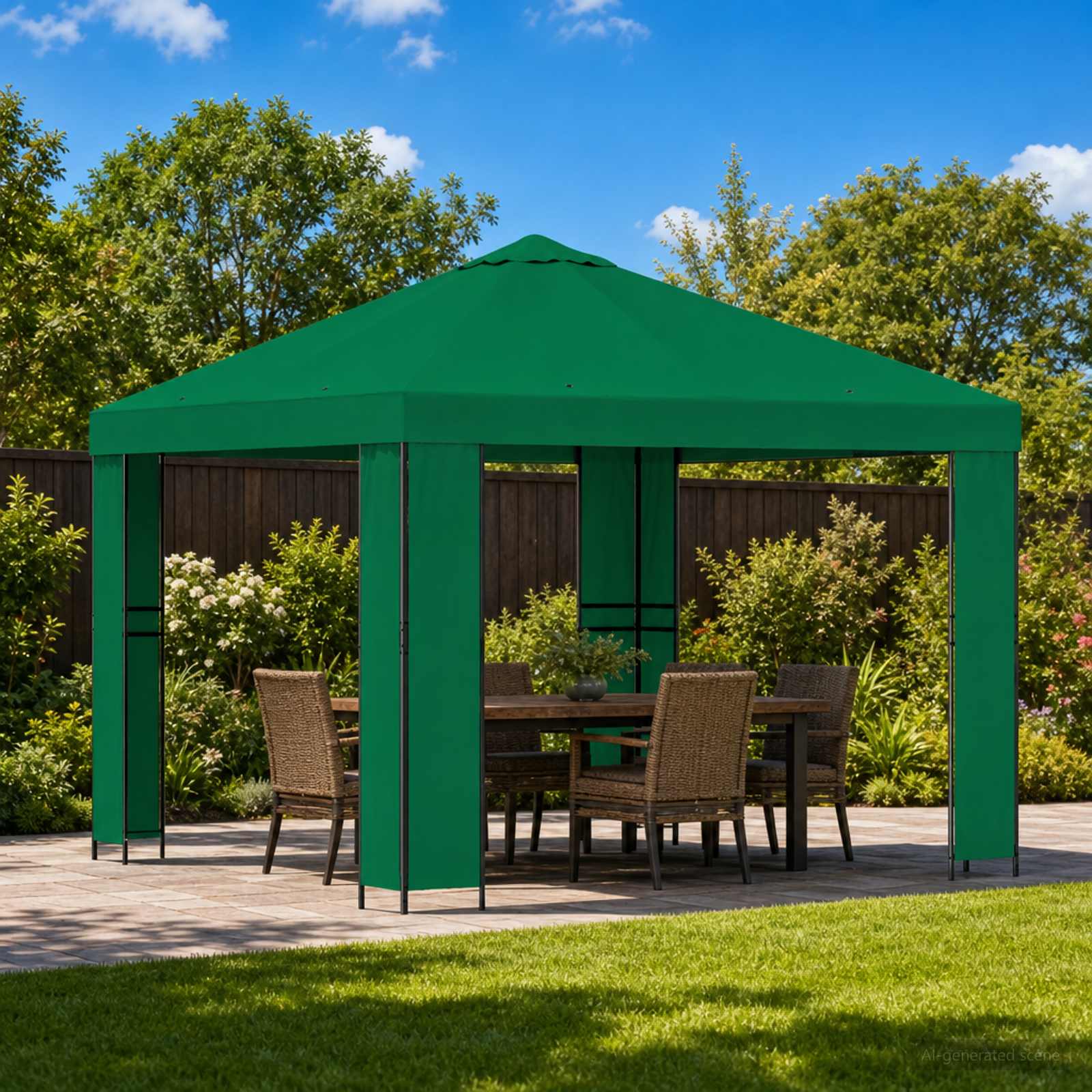 Paviljon 3 x 3 m Roheline Polüester ja teras 190 gsm