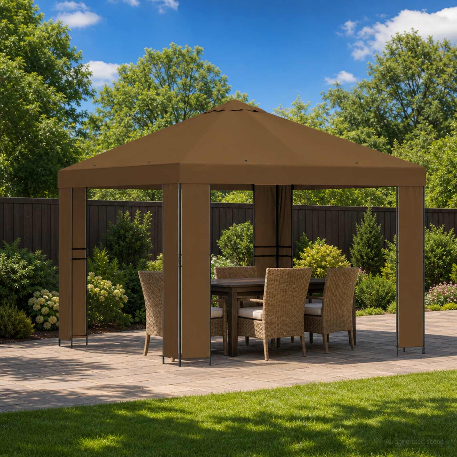 Paviljon 3 x 3 m Pruunikashall Polüester ja teras 190 gsm