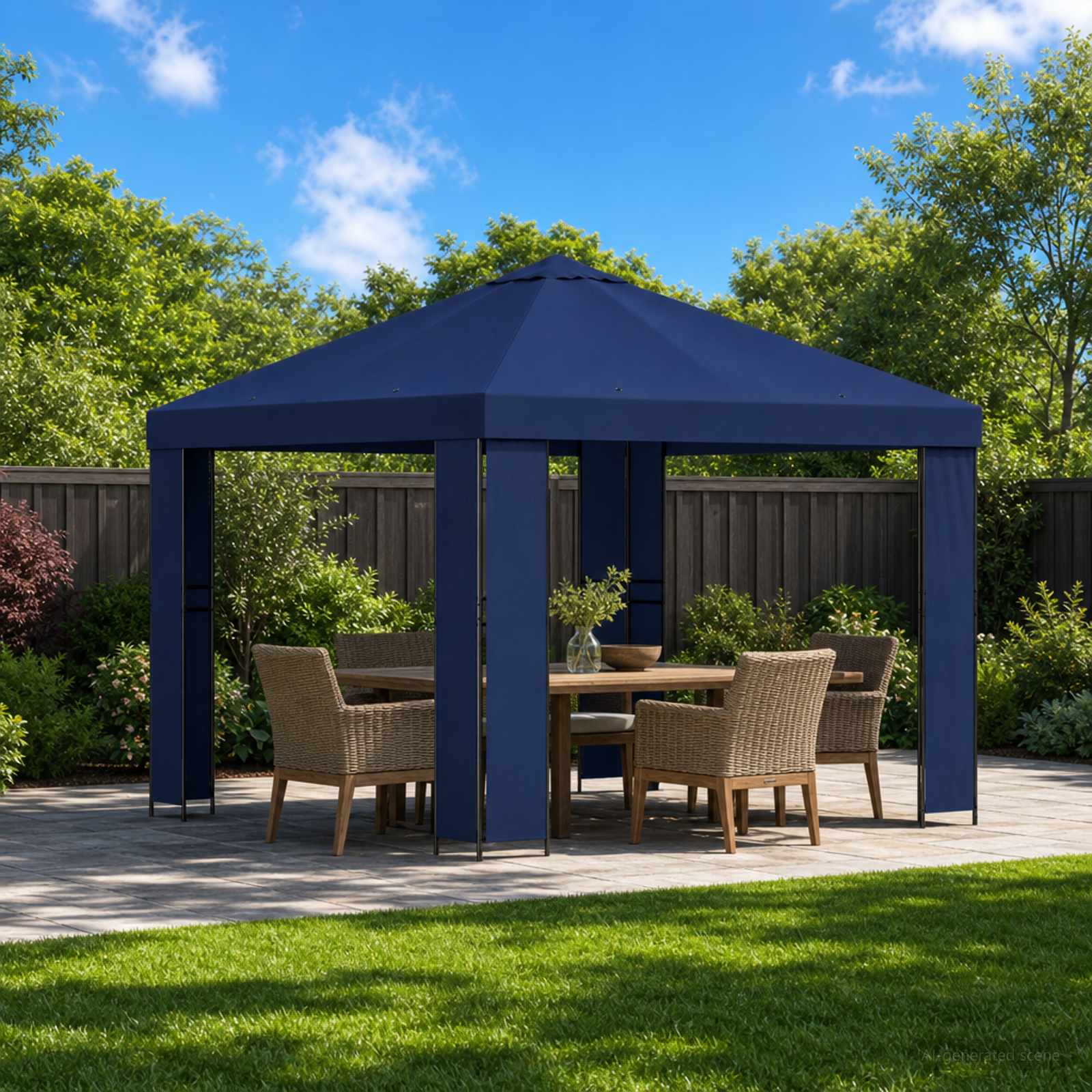 Paviljon 3 x 3 m Sinine Polüester ja teras 190 gsm