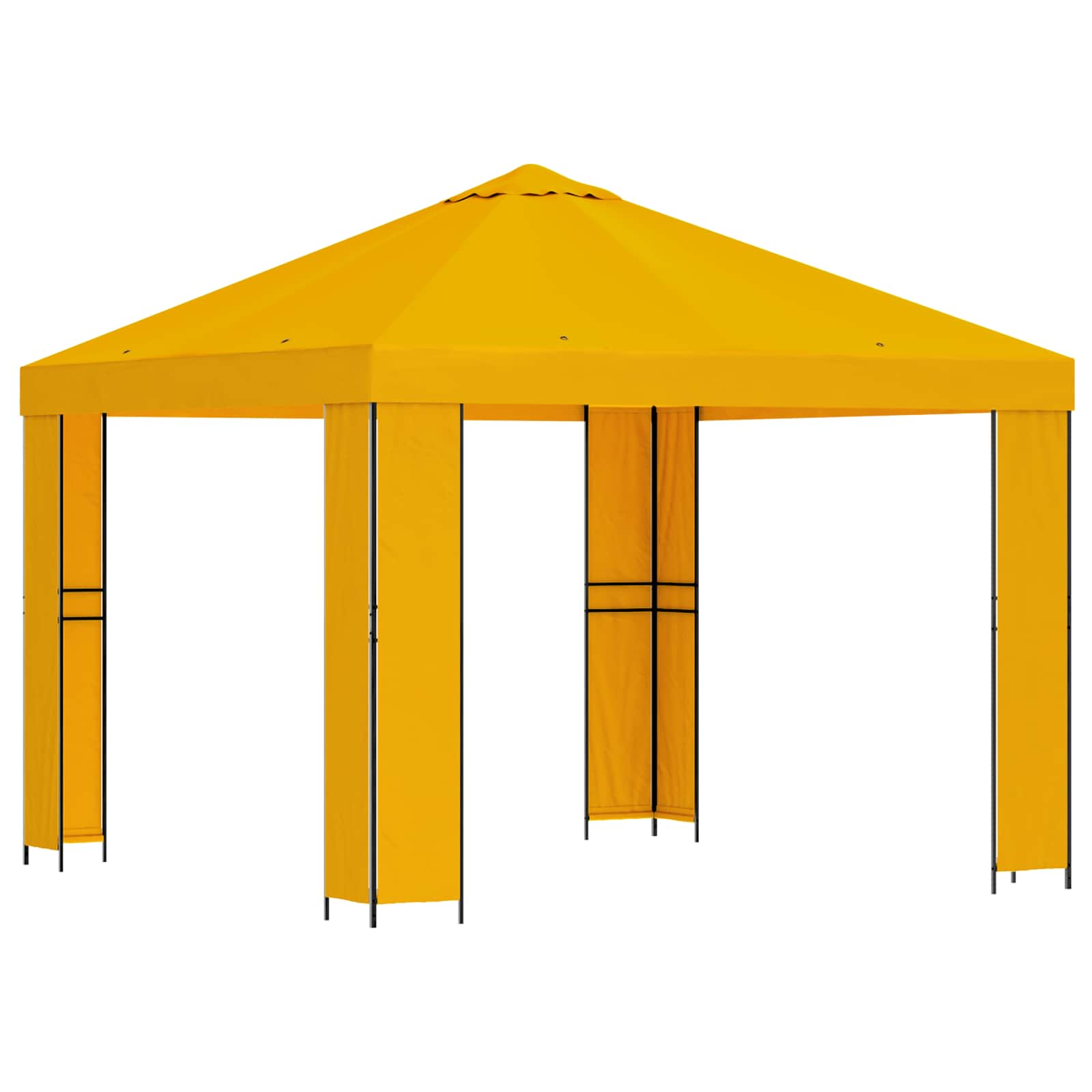 Paviljon 3 x 3 m Kollane Polüester ja teras 190 gsm