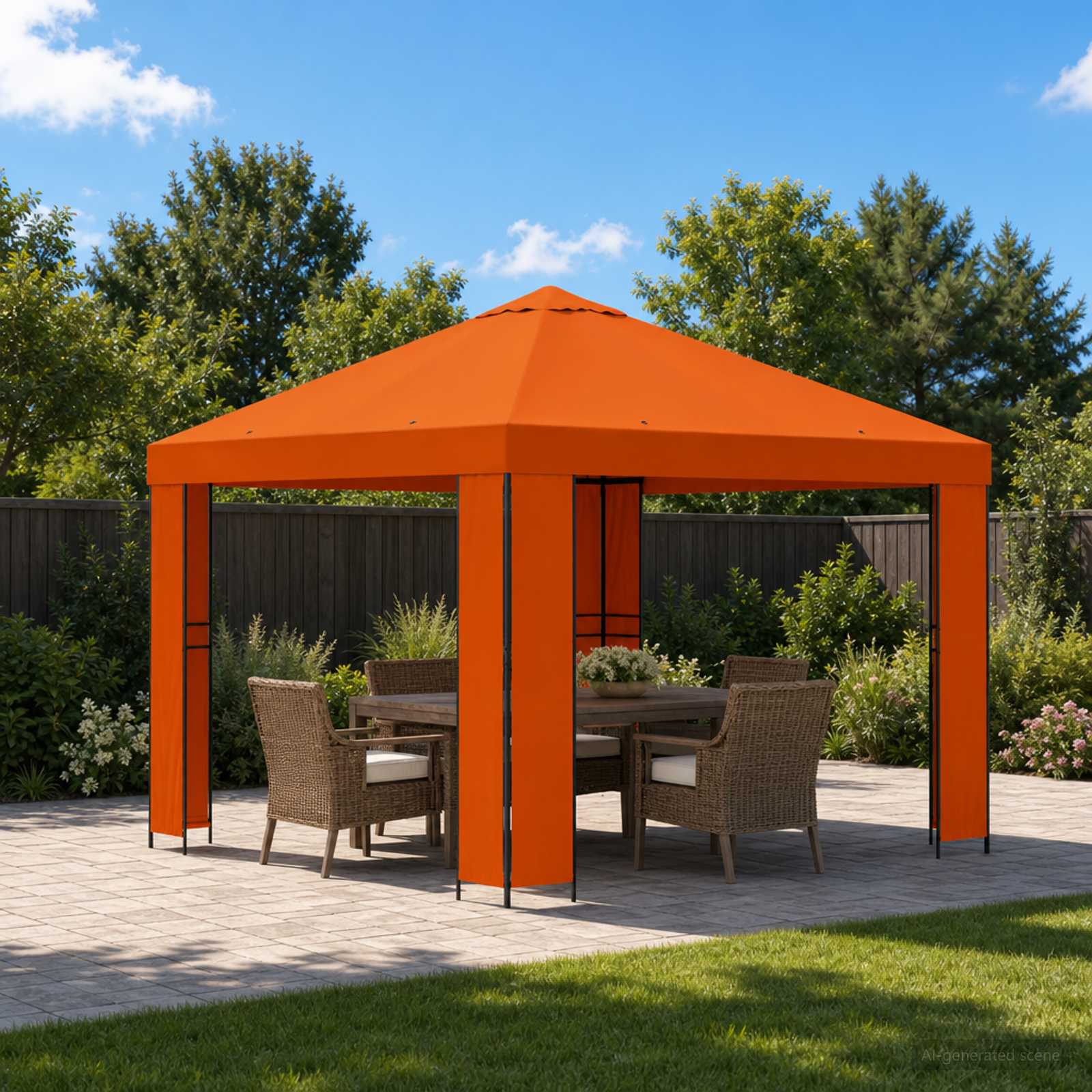 Paviljon 3 x 3 m Oranž Polüester ja teras 190 gsm