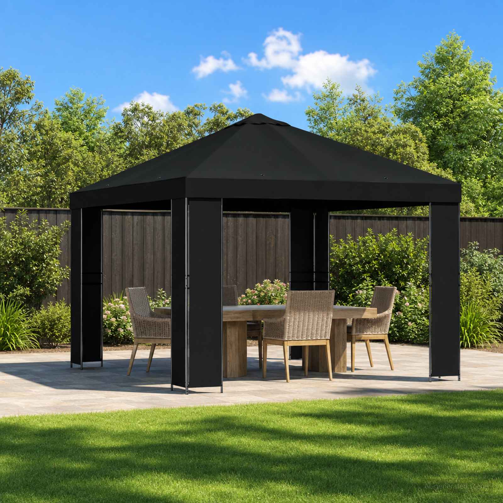 Paviljon 3 x 3 m Must Polüester ja teras 190 gsm