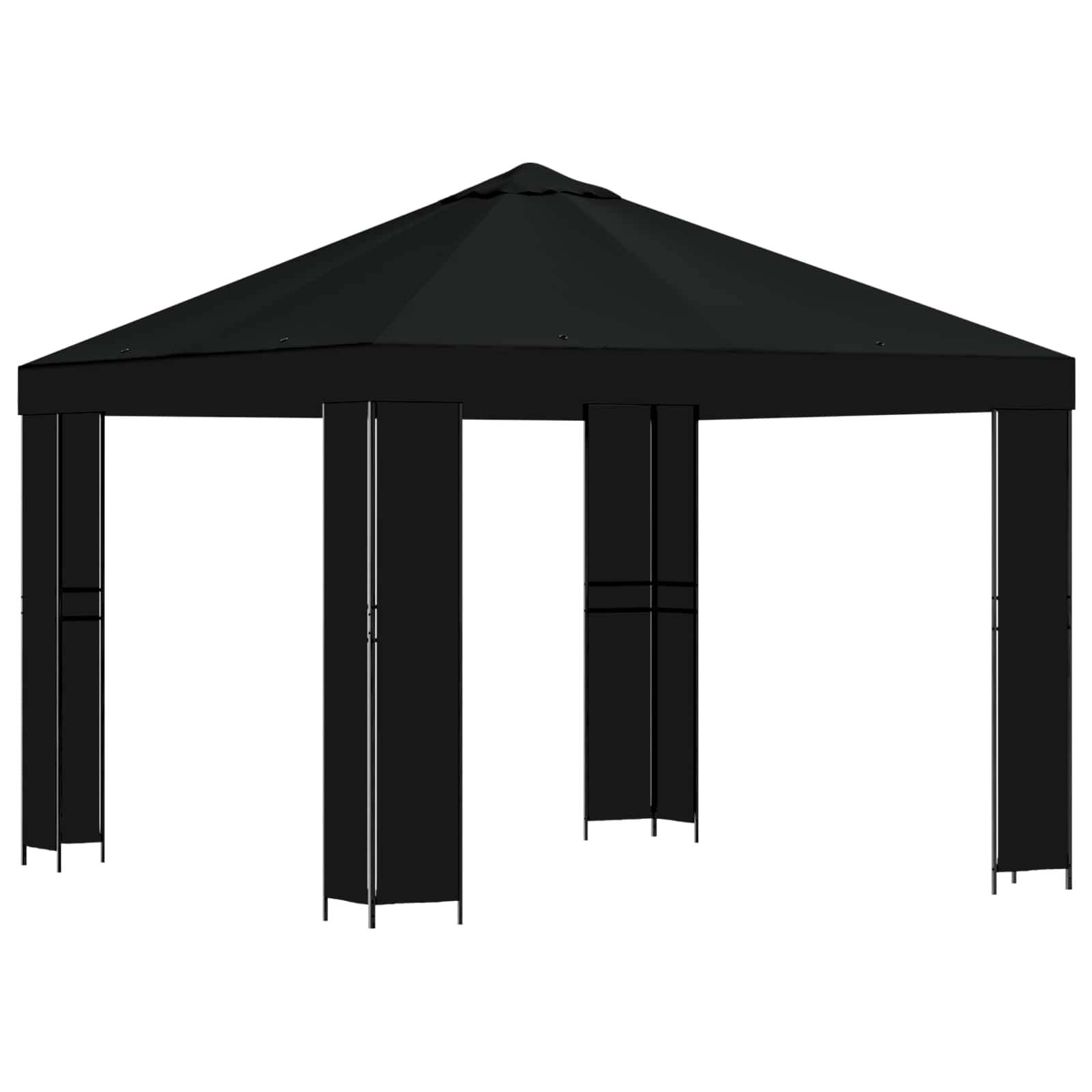 Paviljon 3 x 3 m Must Polüester ja teras 190 gsm