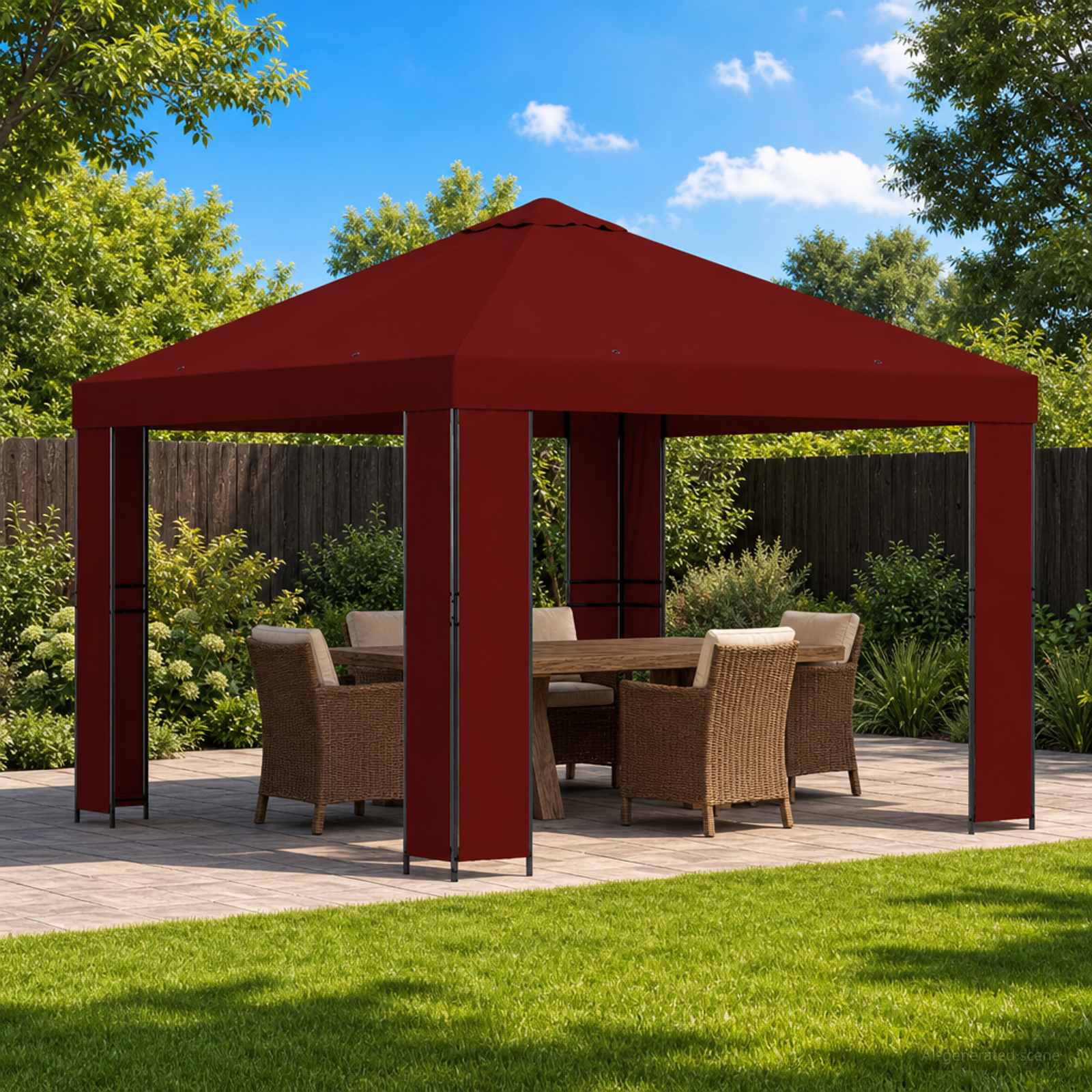 Paviljon 3 x 3 m Veinipunane Polüester ja teras 190 gsm