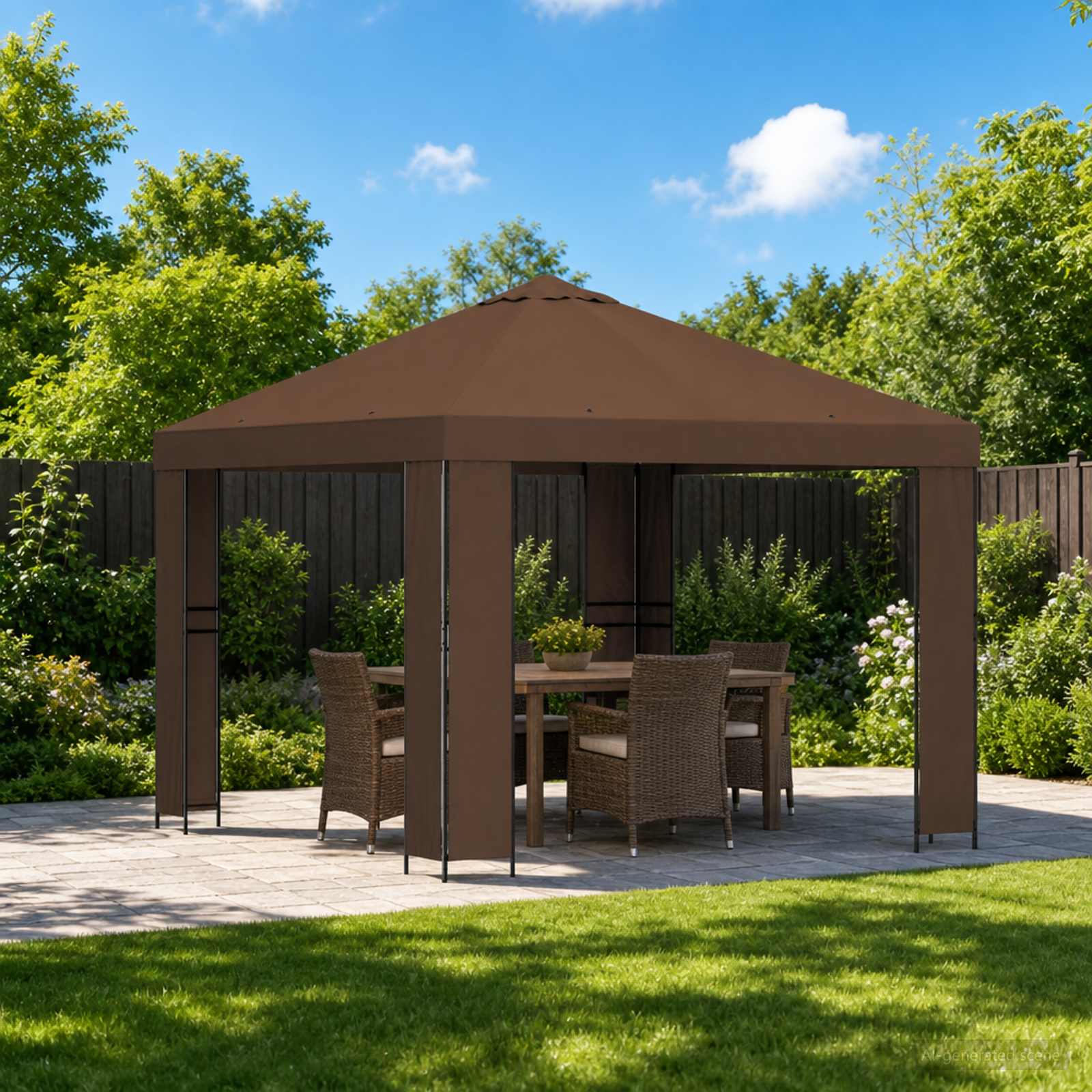 Paviljon 3 x 3 m Pruun Polüester ja teras 190 gsm