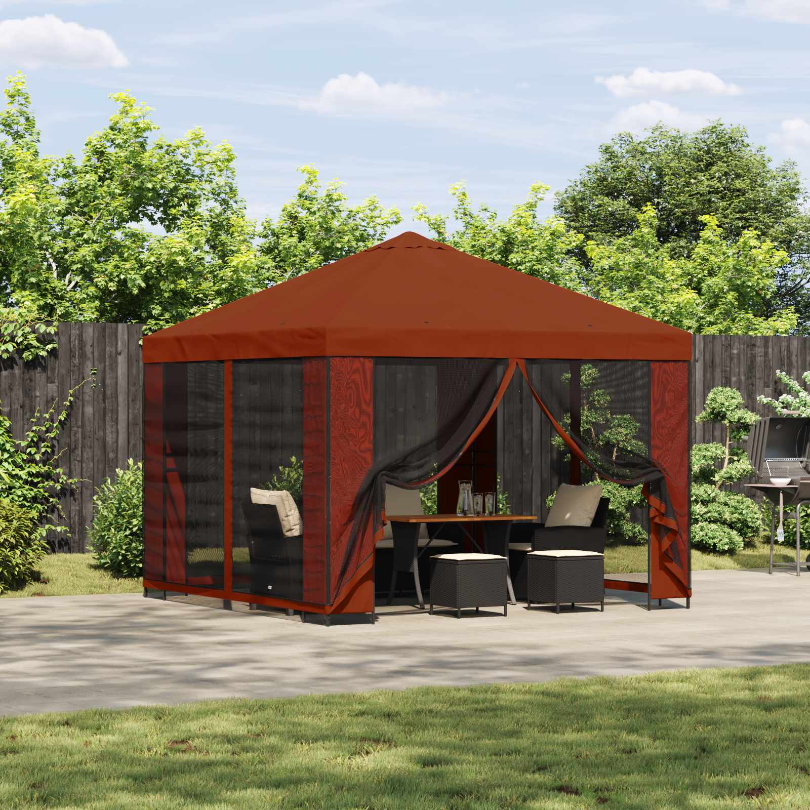 Aia telk külgseintega 3 x 3 m Terrakota Polüester ja teras