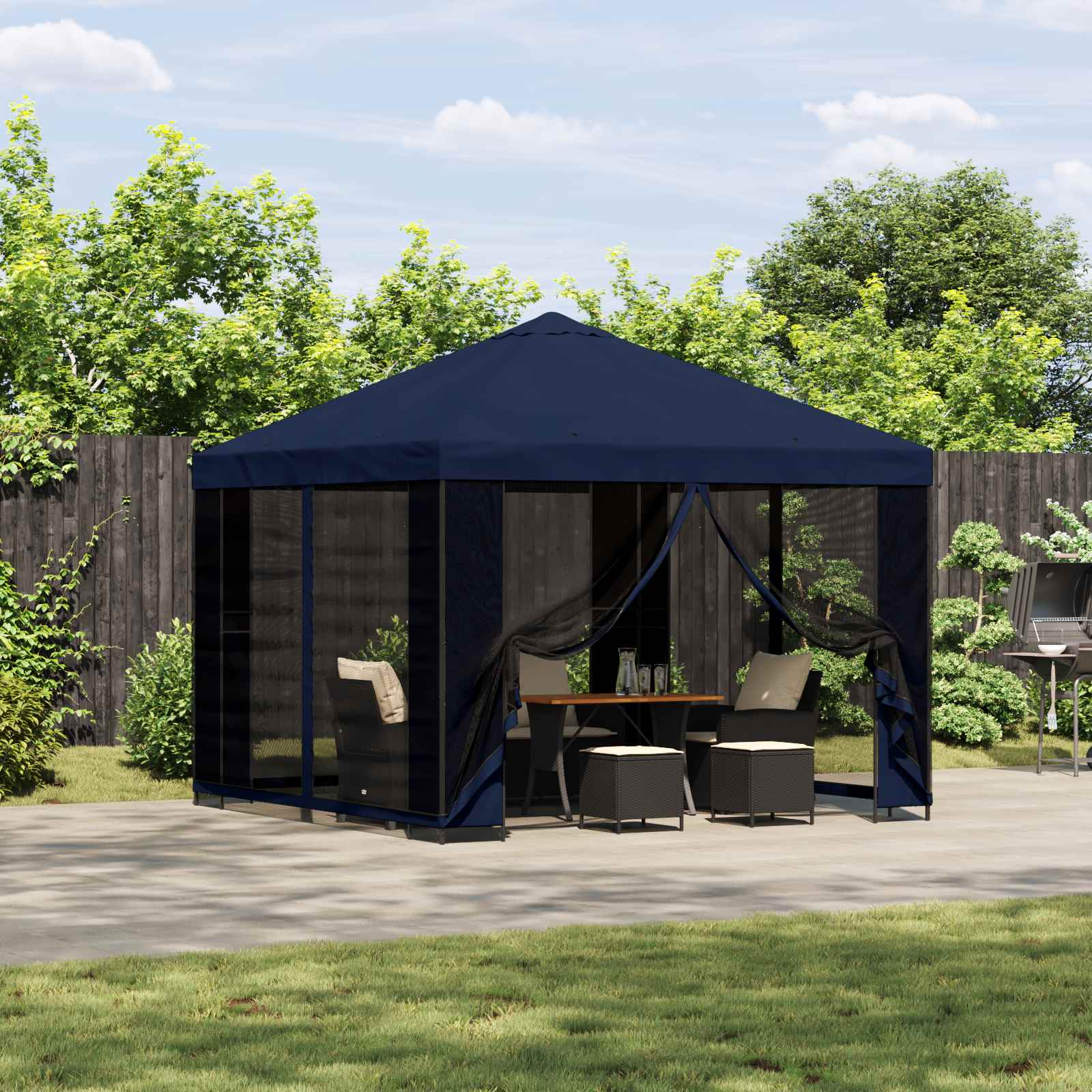 Aia telk külgseintega 3 x 3 m Sinine Polüester ja teras 190 gsm
