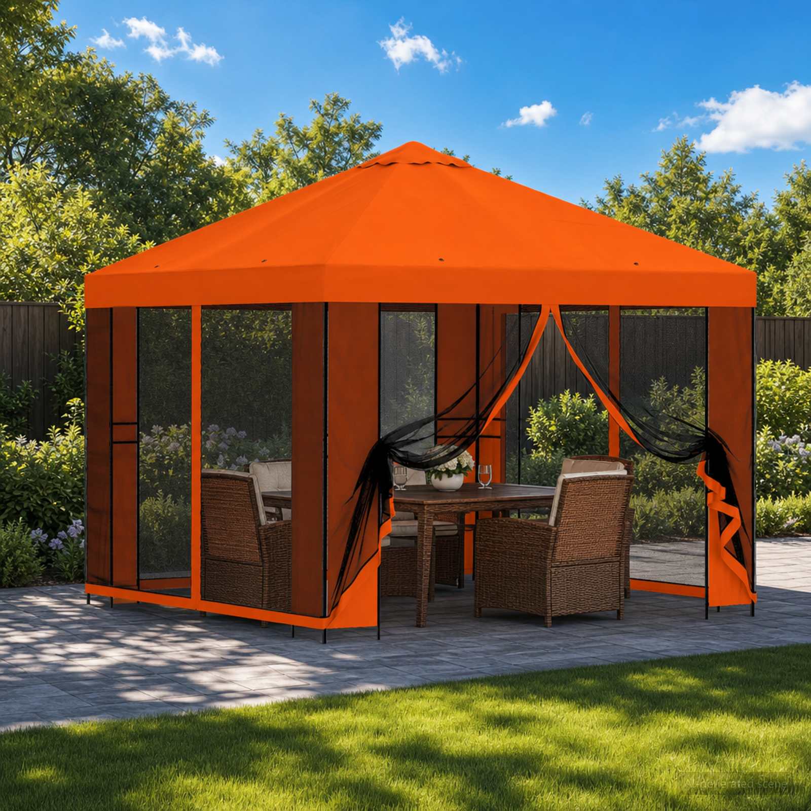 Aia telk külgseintega 3 x 3 m Oranž Polüester ja teras 190 gsm