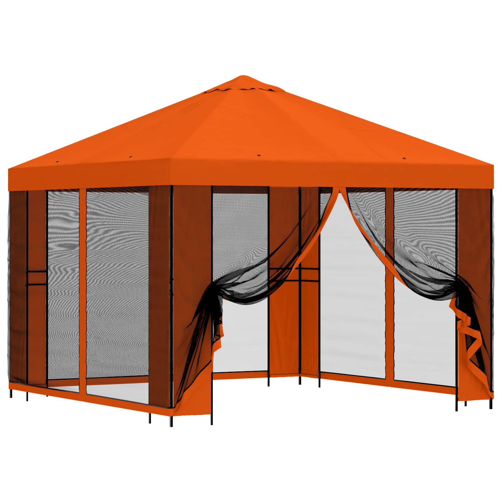 Aia telk külgseintega 3 x 3 m Oranž Polüester ja teras 190 gsm