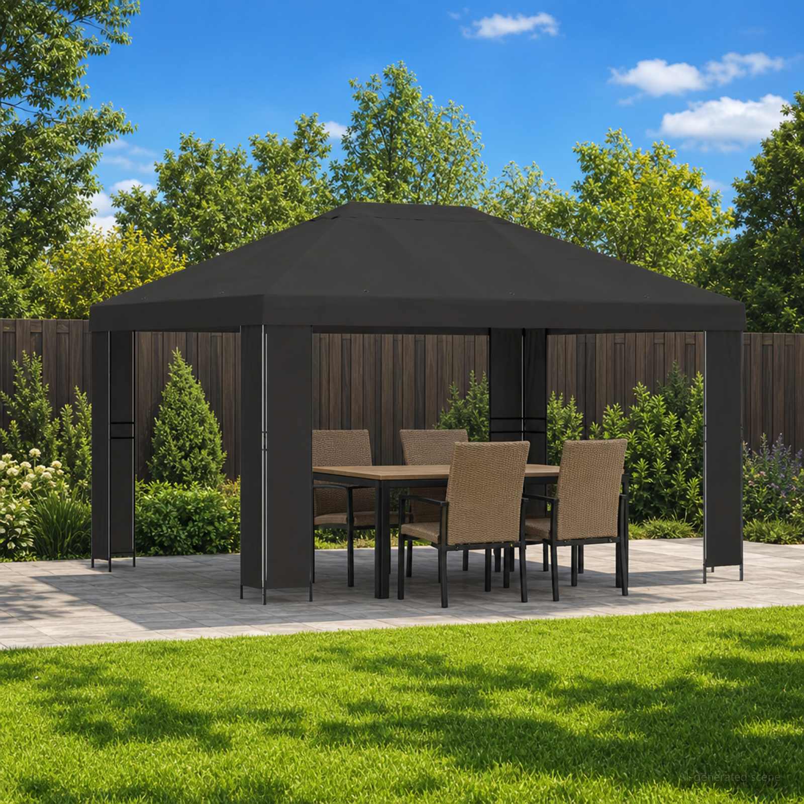 Paviljon 4 × 3 m Antratsiit Polüester ja teras 190 gsm