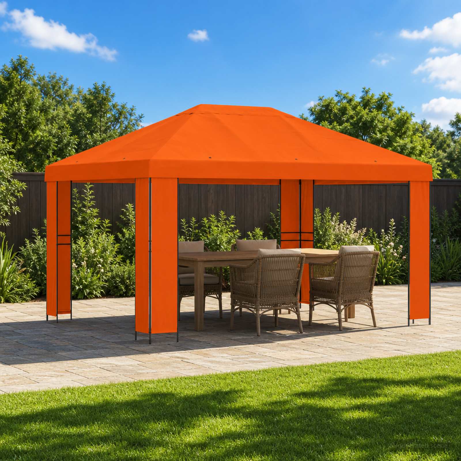Paviljon 4 × 3 m Oranž Polüester ja teras 190 gsm