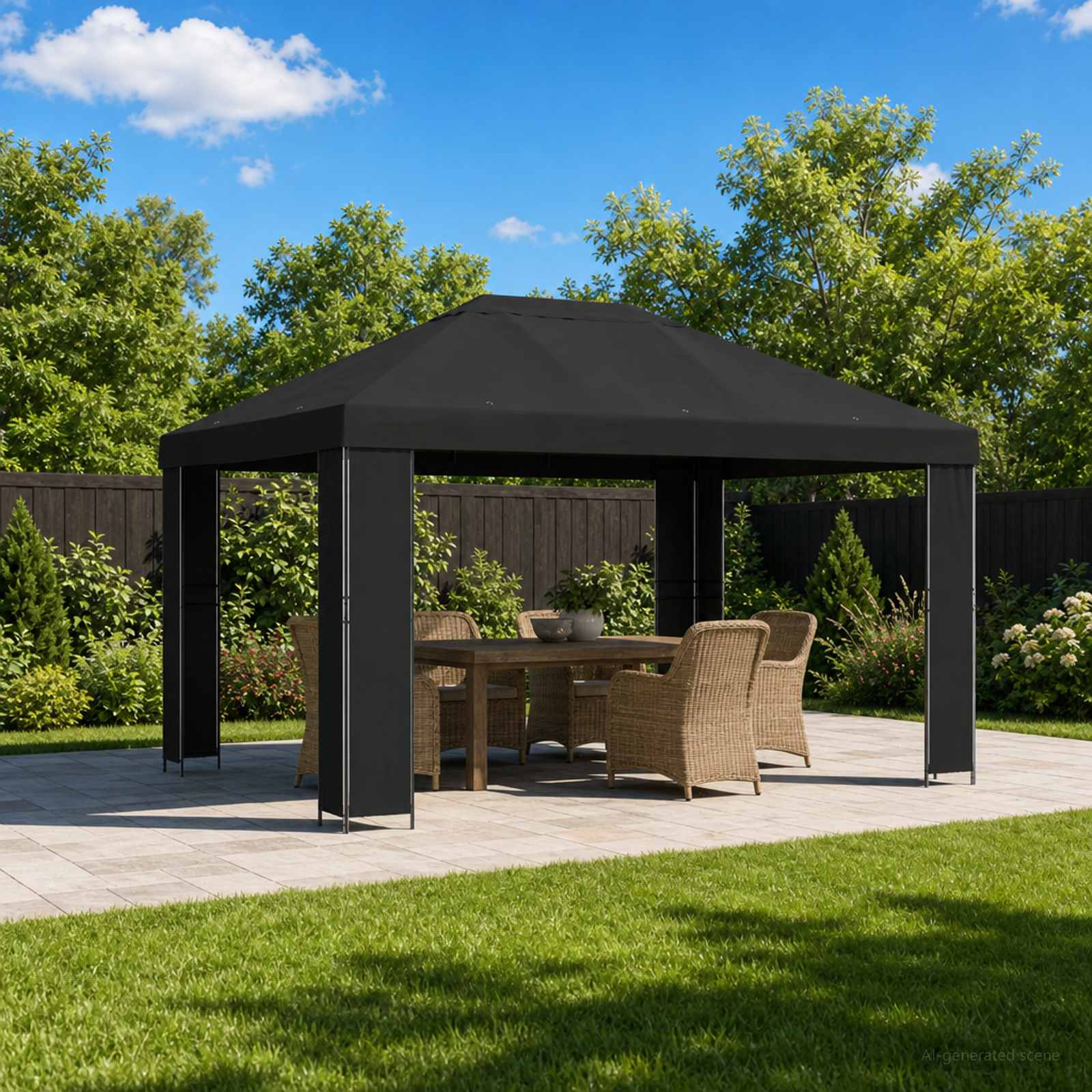 Paviljon 4 × 3 m Must Polüester ja teras 190 gsm