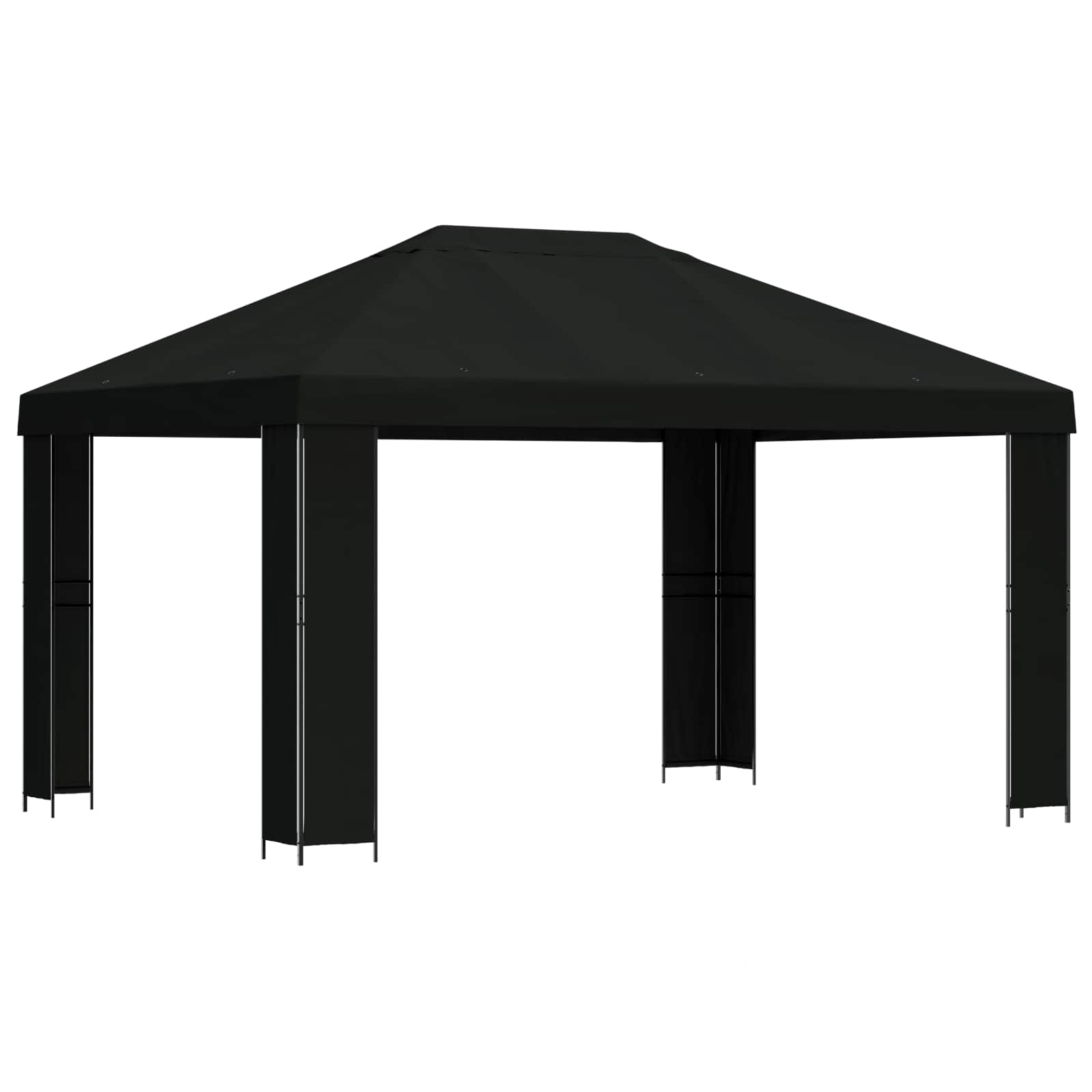 Paviljon 4 × 3 m Must Polüester ja teras 190 gsm
