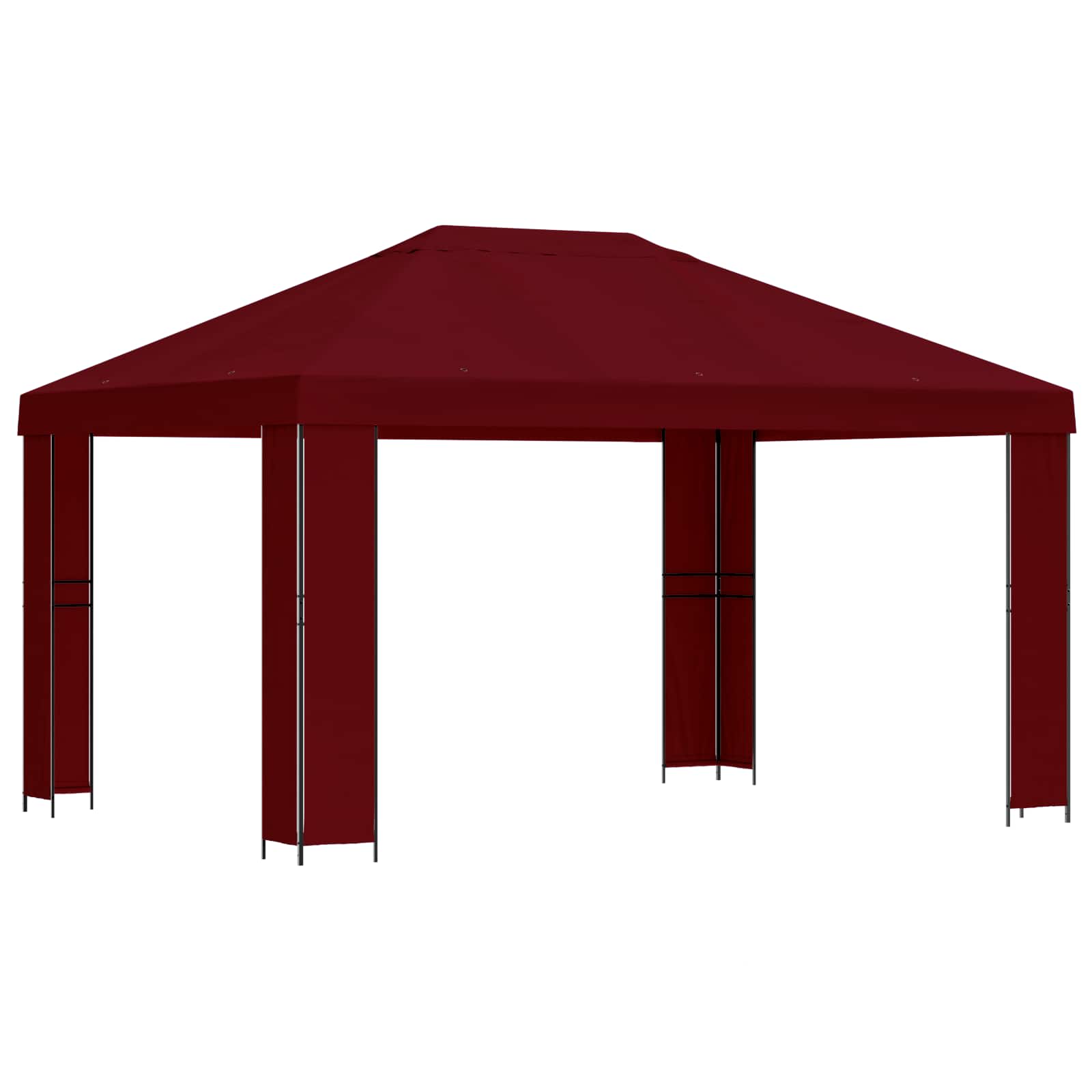 Paviljon 4 × 3 m Veinipunane Polüester ja teras 190 gsm