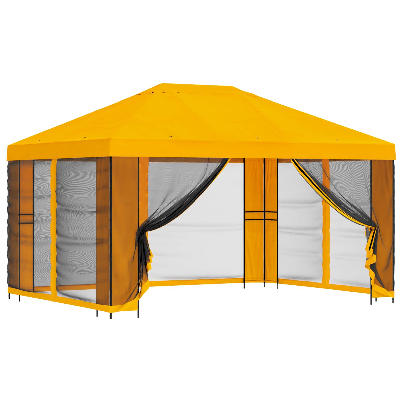 Aia telk külgseintega 4 × 3 m Kollane Polüester ja teras