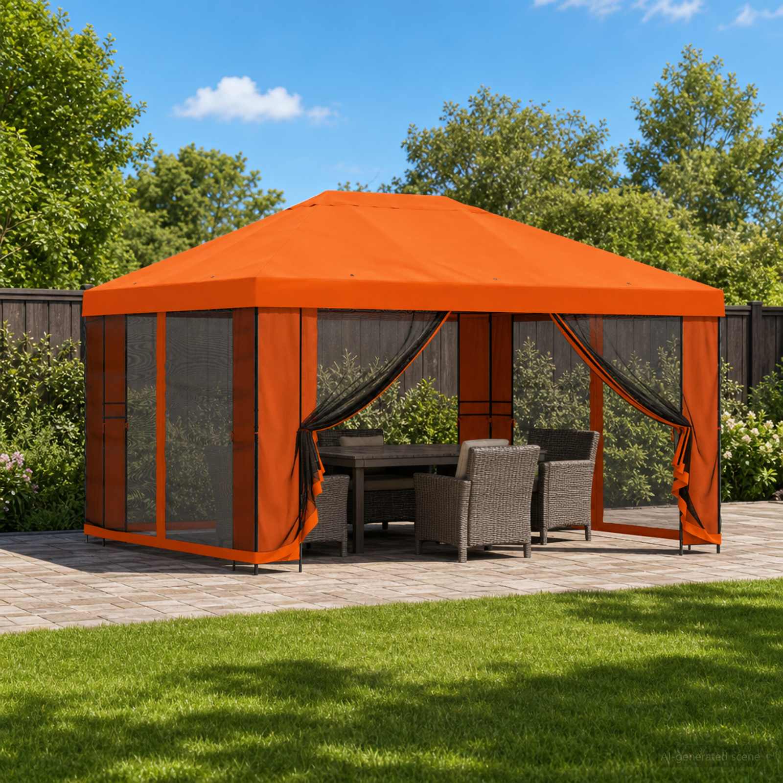 Aia telk külgseintega 4 × 3 m Oranž Polüester ja teras 190 gsm