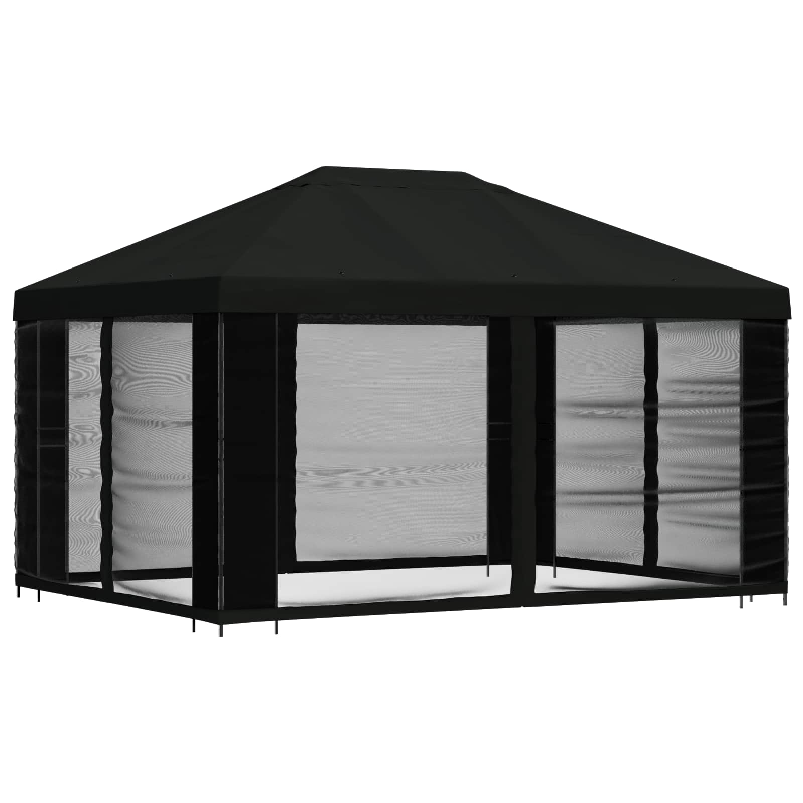 Paviljon külgseinadega 4 × 3 m Must Polüester ja teras 190 gsm