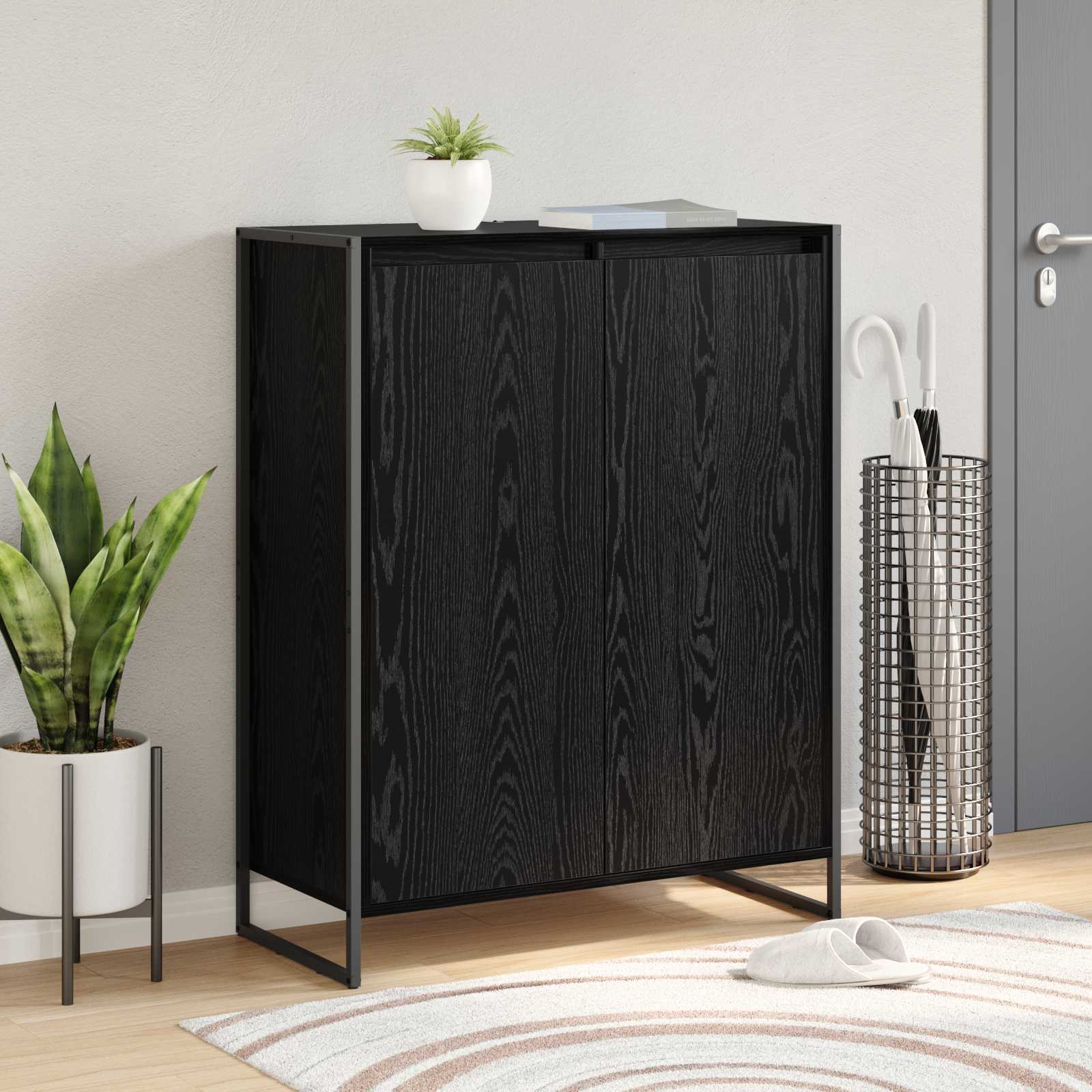 Kinga kapp ladustamisega Must tamm 79 x 36 x 100 cm Tehispuit