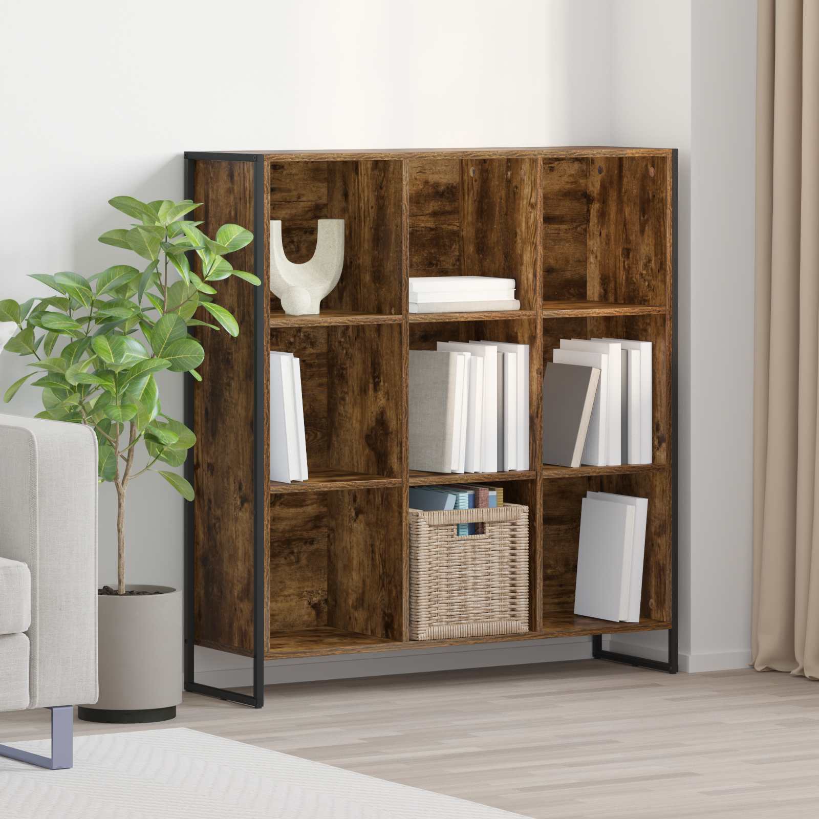 Raamaturiiul Suitsu tamm 99,5 x 30 x 108 cm Tehispuit