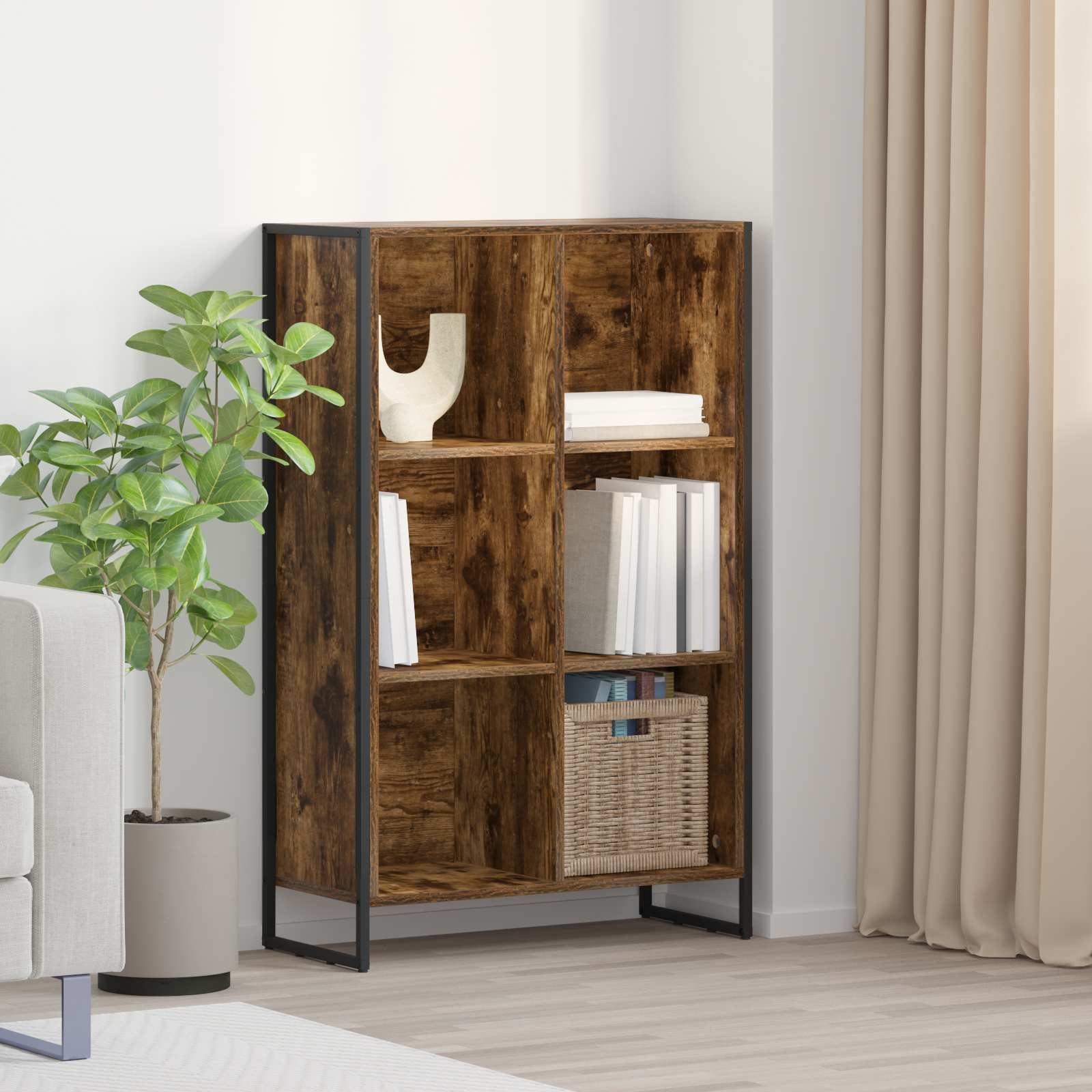 Raamaturiiul Suitsutatud tamm 68 x 30 x 108 cm Tehispuit