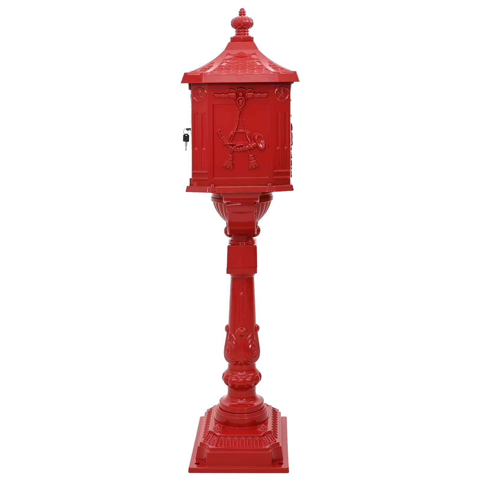 Seisev Postkast Punane 42,5 x 29,5 x 117 cm Valatud alumiinium