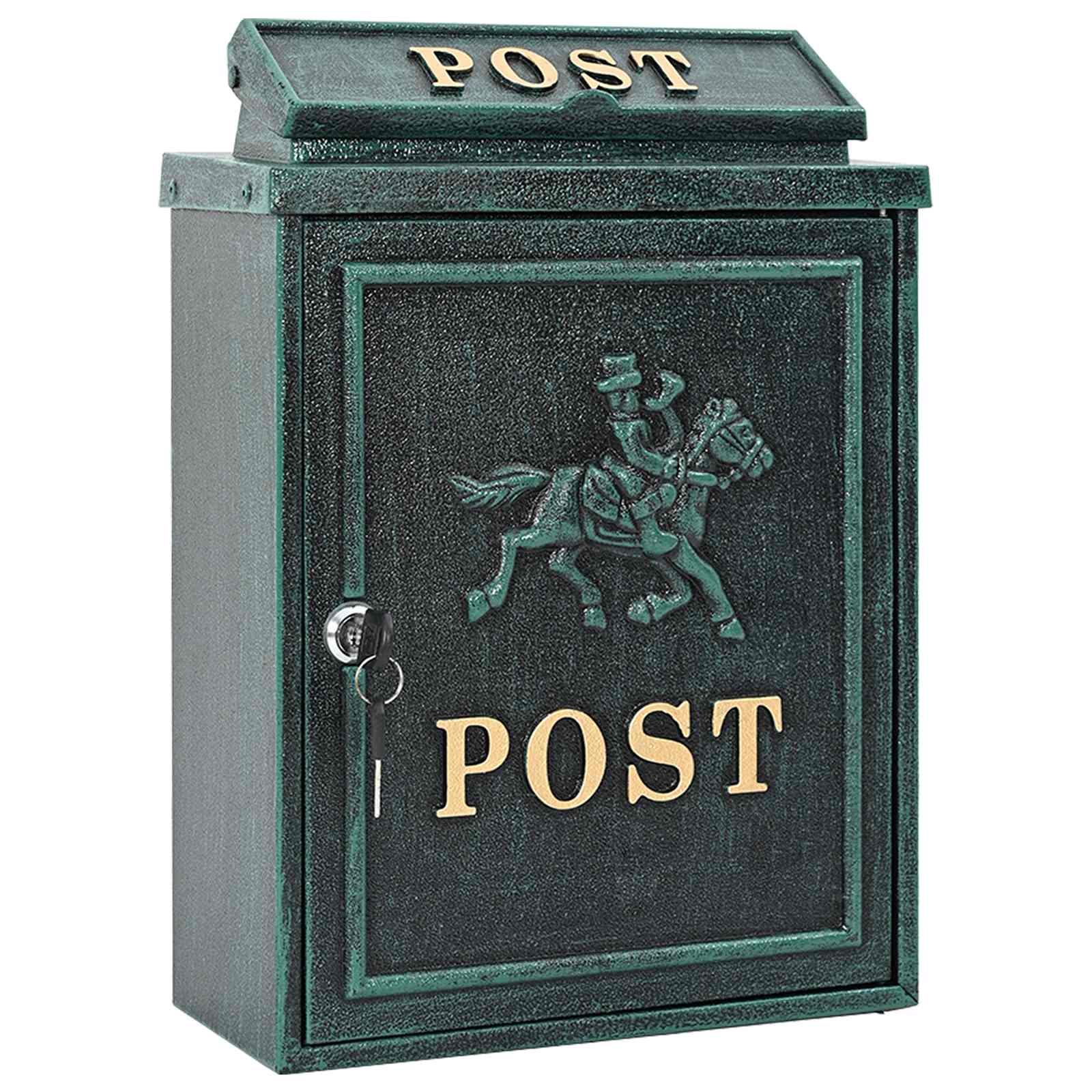 Seinale paigaldatav postkast uksega Roheline 29 x 13 x 41 cm