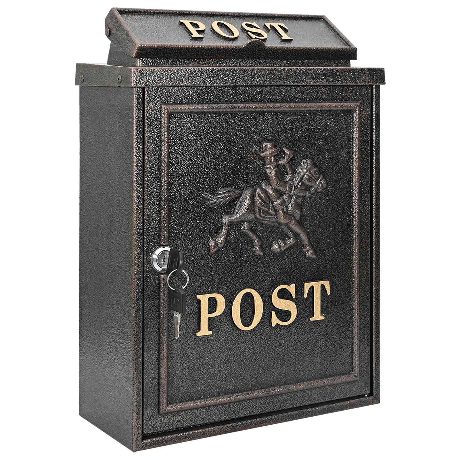 Seinale paigaldatav postkast uksega Pronksjas 29 x 13 x 41 cm
